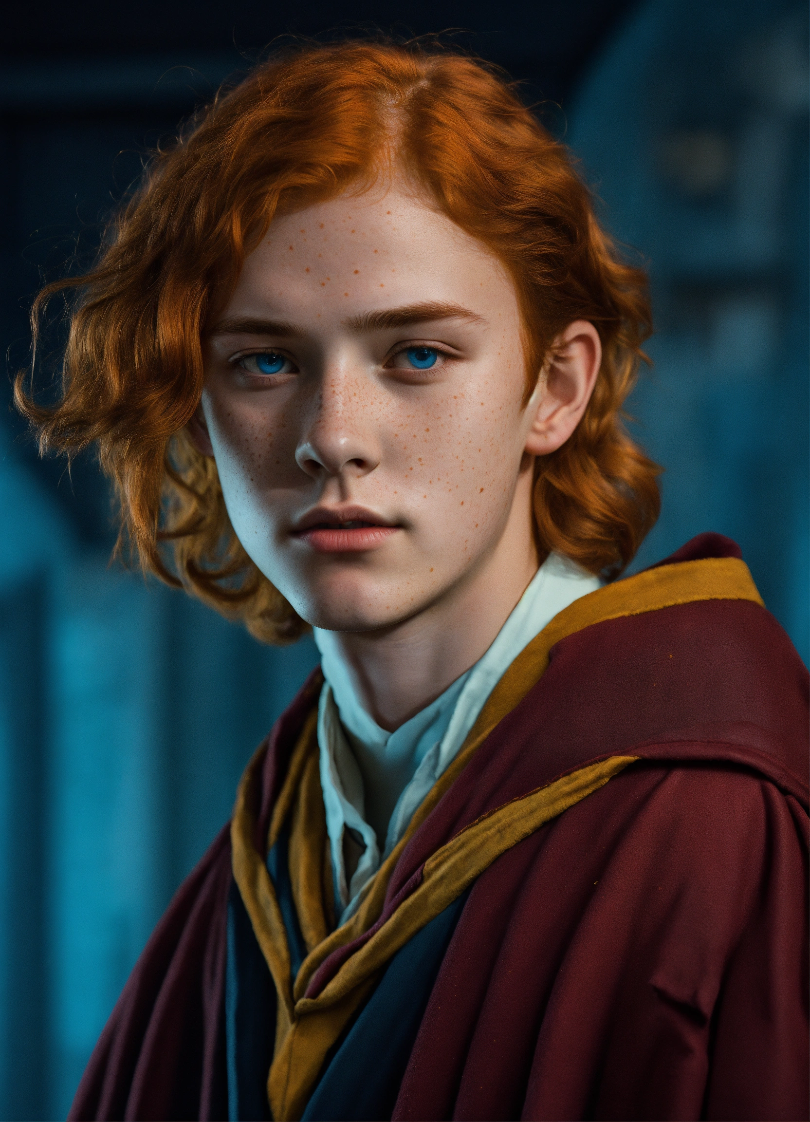 Lexica - 15-year-old male, red hair, blue eyes, tall, thin and gangling ...