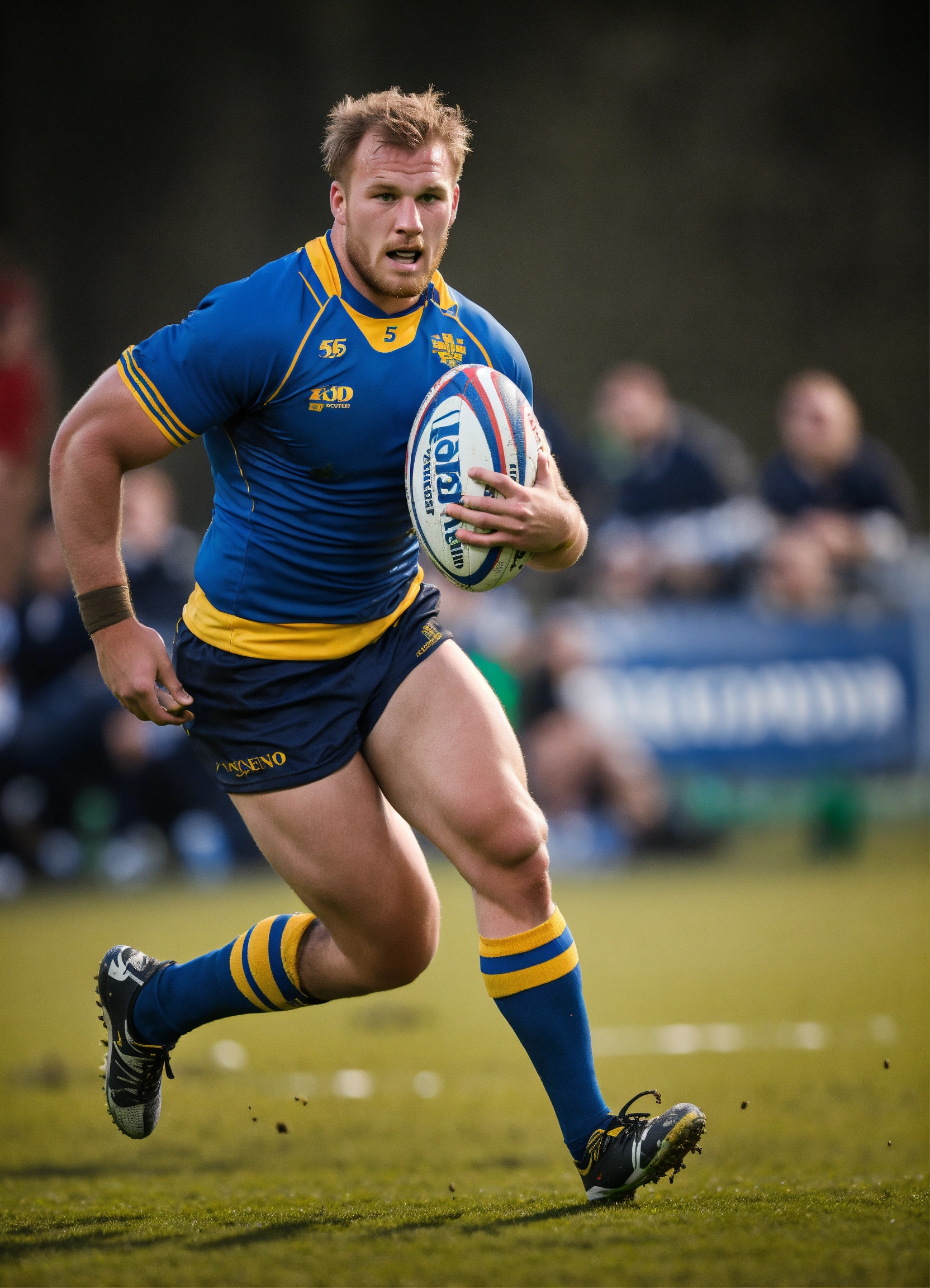 Lexica - Male swedish rugby union player, on field action, Canon 5D Mk II
