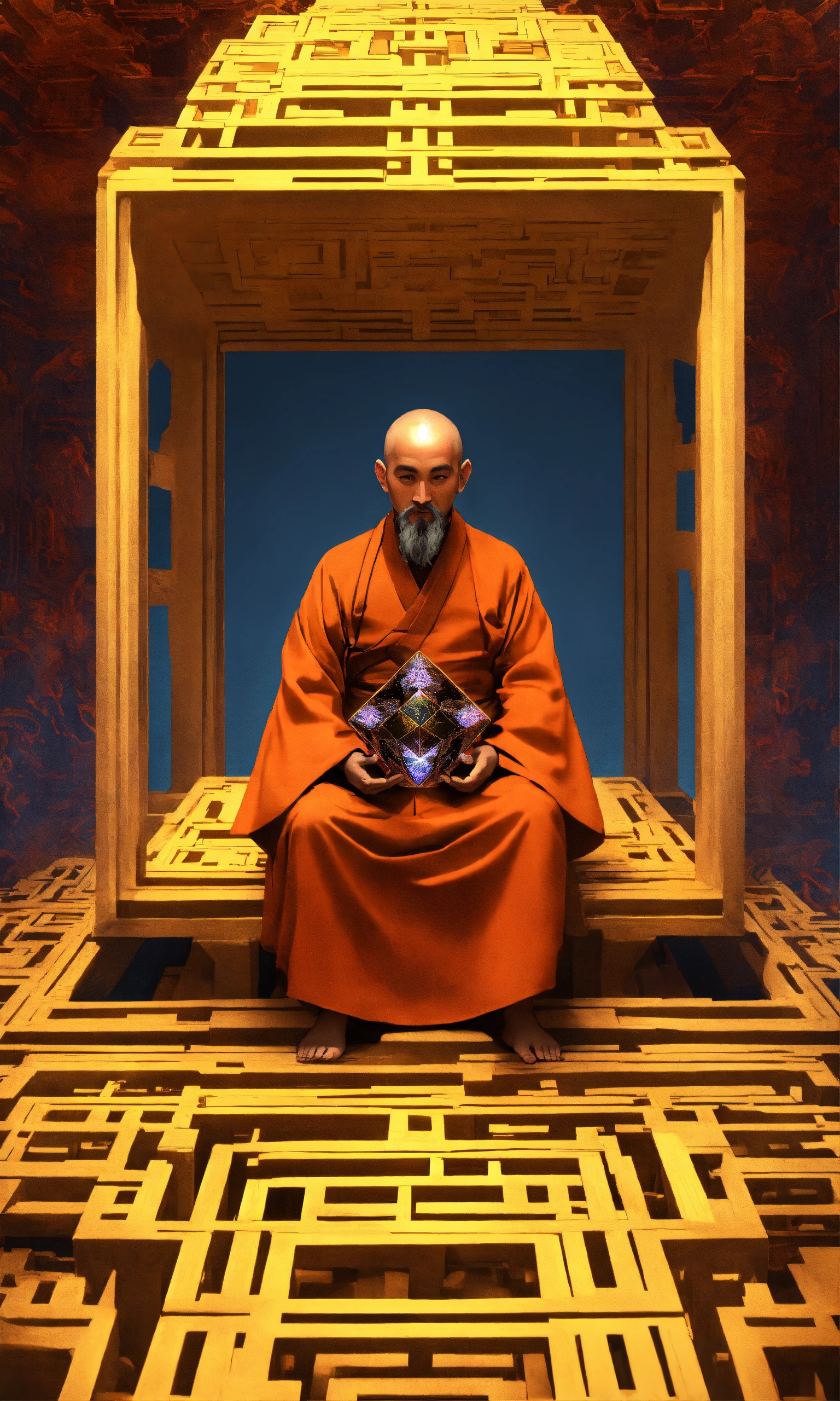Lexica - Sitting Taoist monk tesseract body fractal three point ...