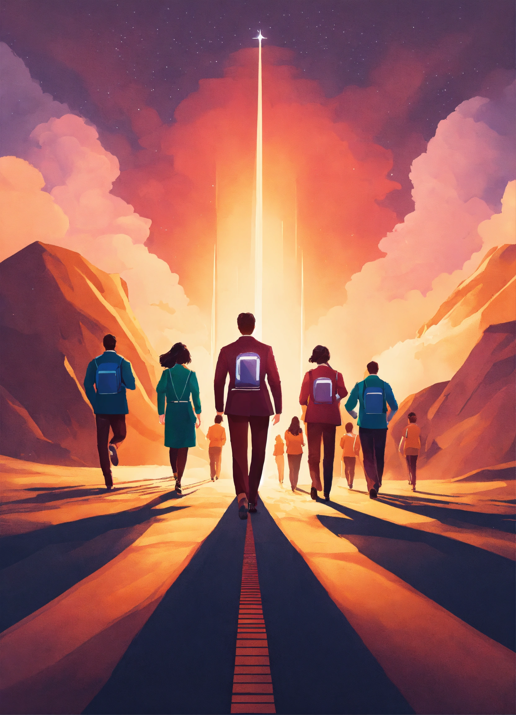Lexica - “Generate an image depicting a confident leader moving forward ...