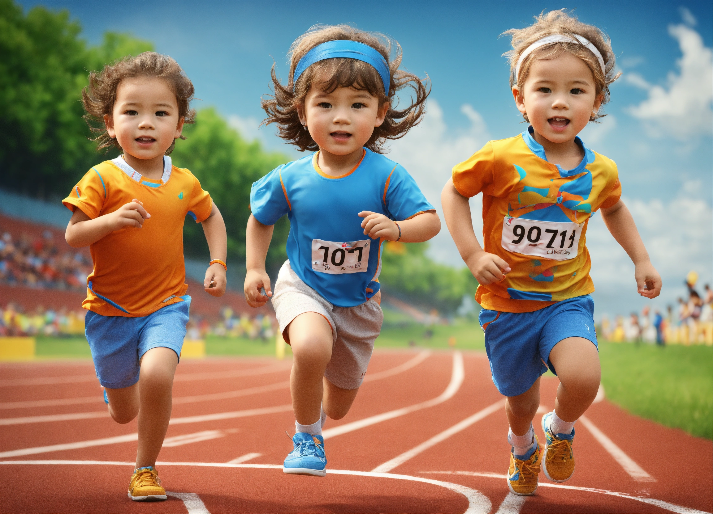 Lexica - Generate for me an image of 2 children, boys and girls, racing ...