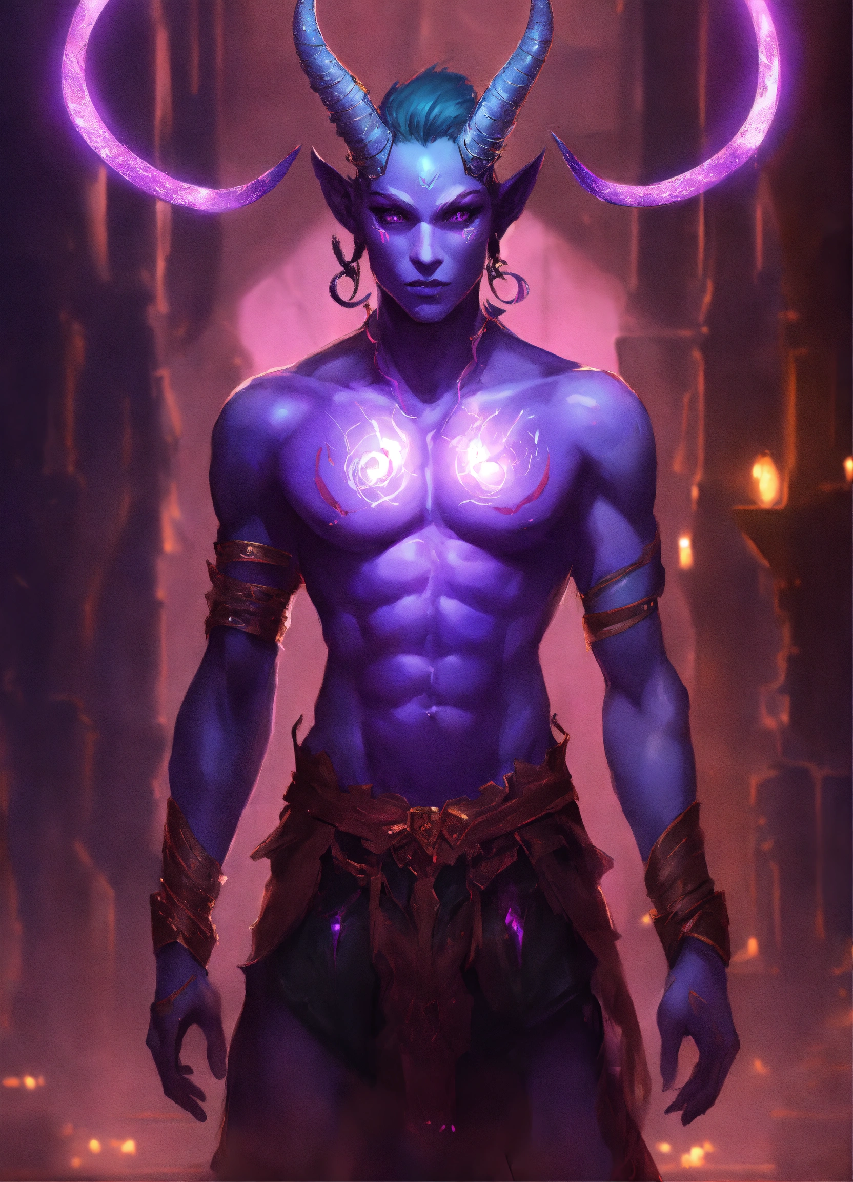 Lexica - A two gender demon with light purple skin concept art