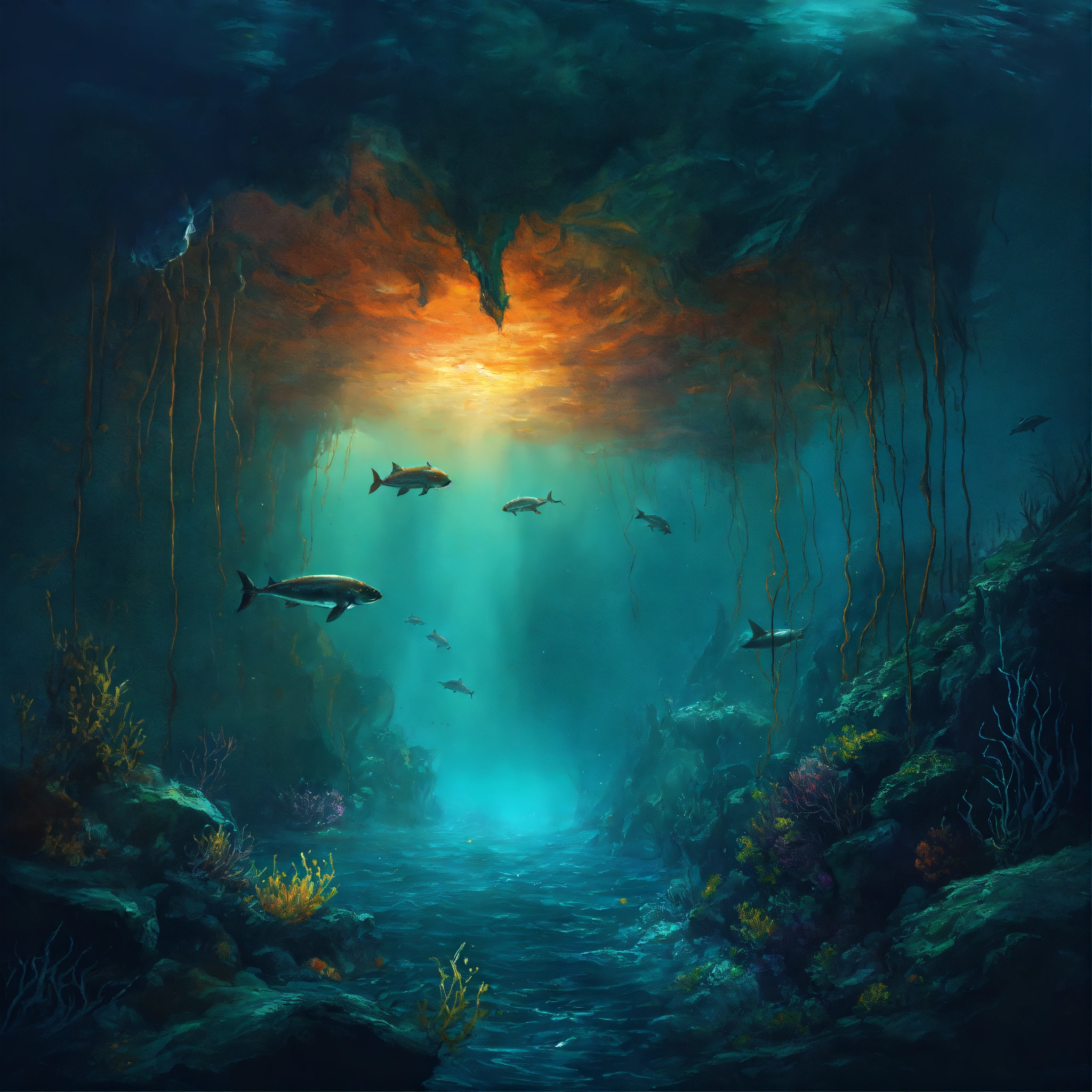 Lexica - Concept art the scary deep sea abyssal ocean floor, dark ...