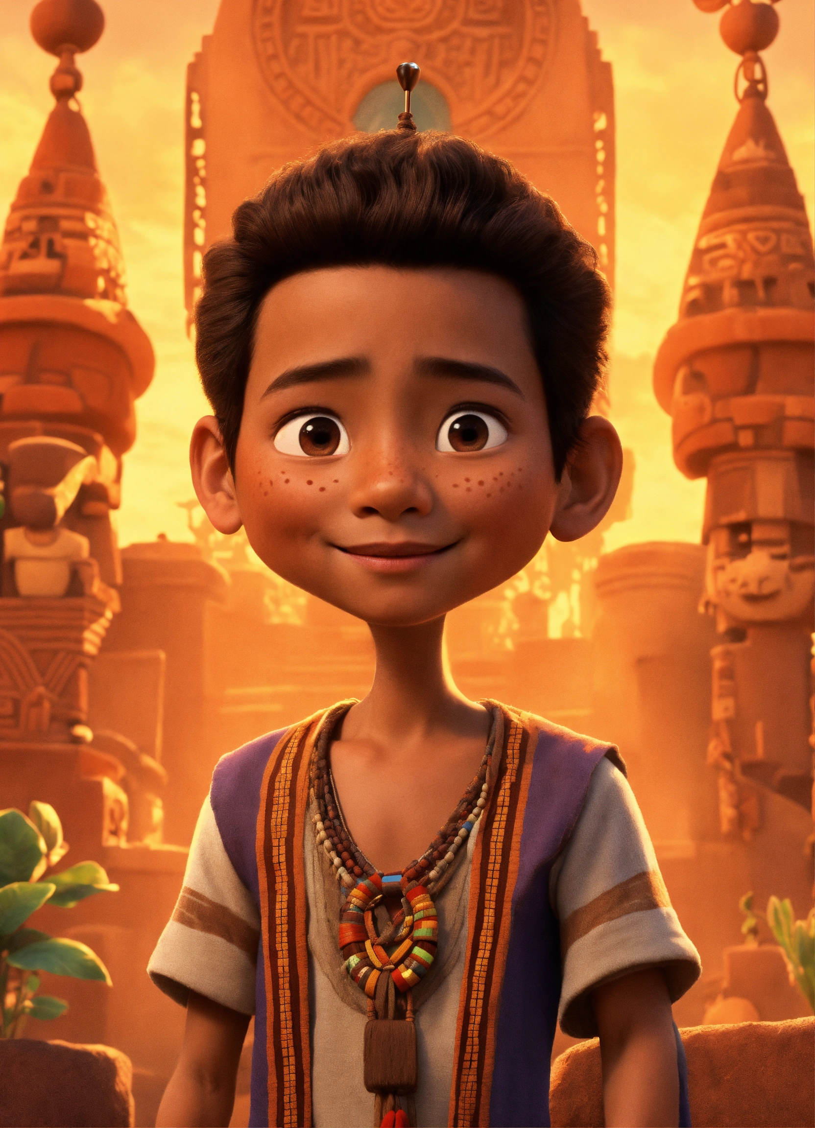 Lexica - Pixar animation of 8 year old Benjamin Bratt with indigenous ...