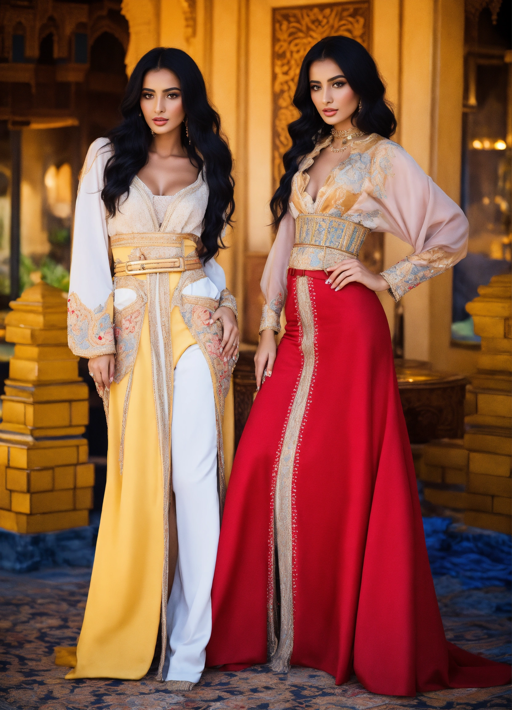 Lexica - Beautiful Arab women blond and another women brunette, wearing ...