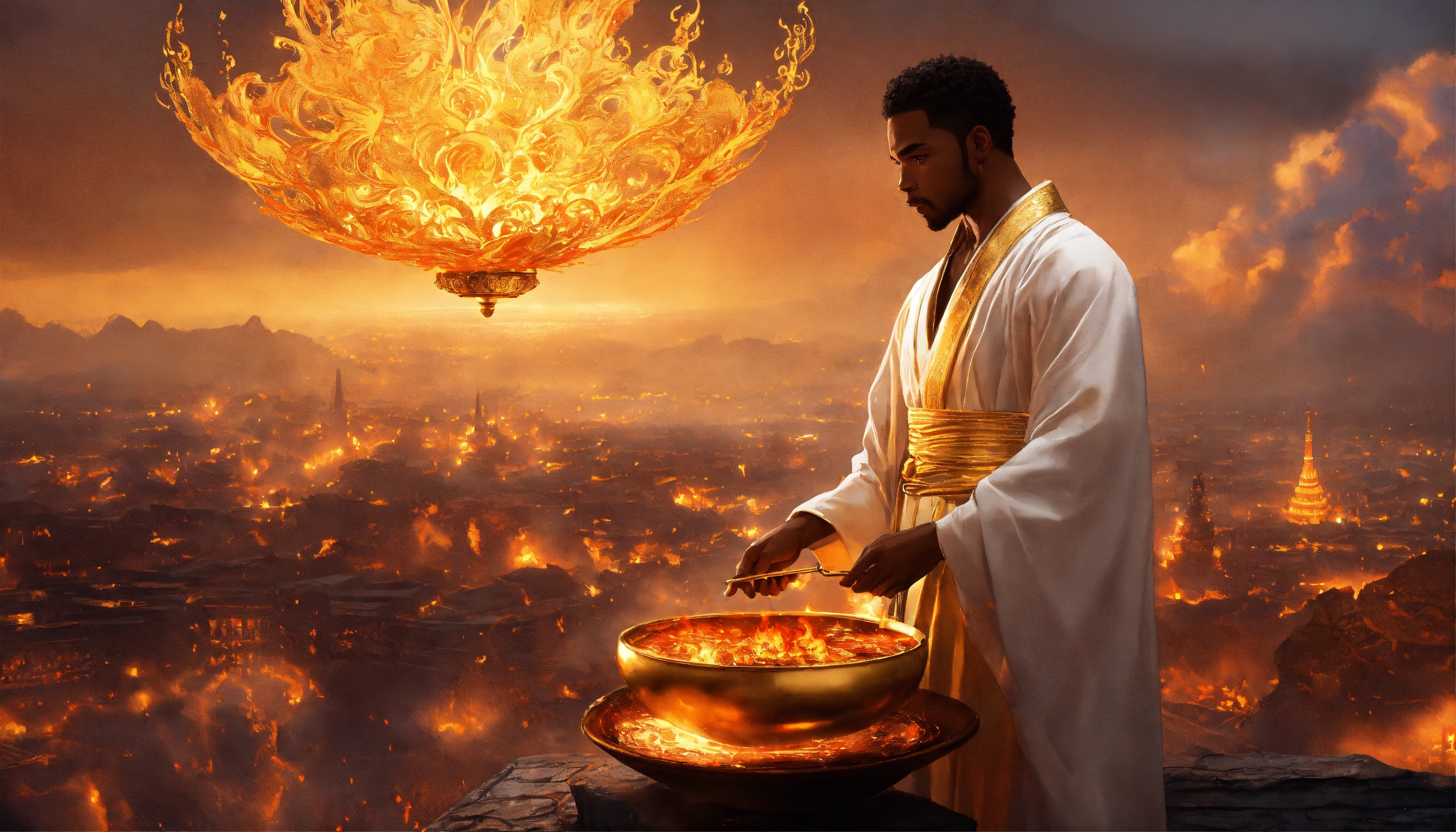 Lexica - Illustrate a view of a handsome black man wearing a long ...