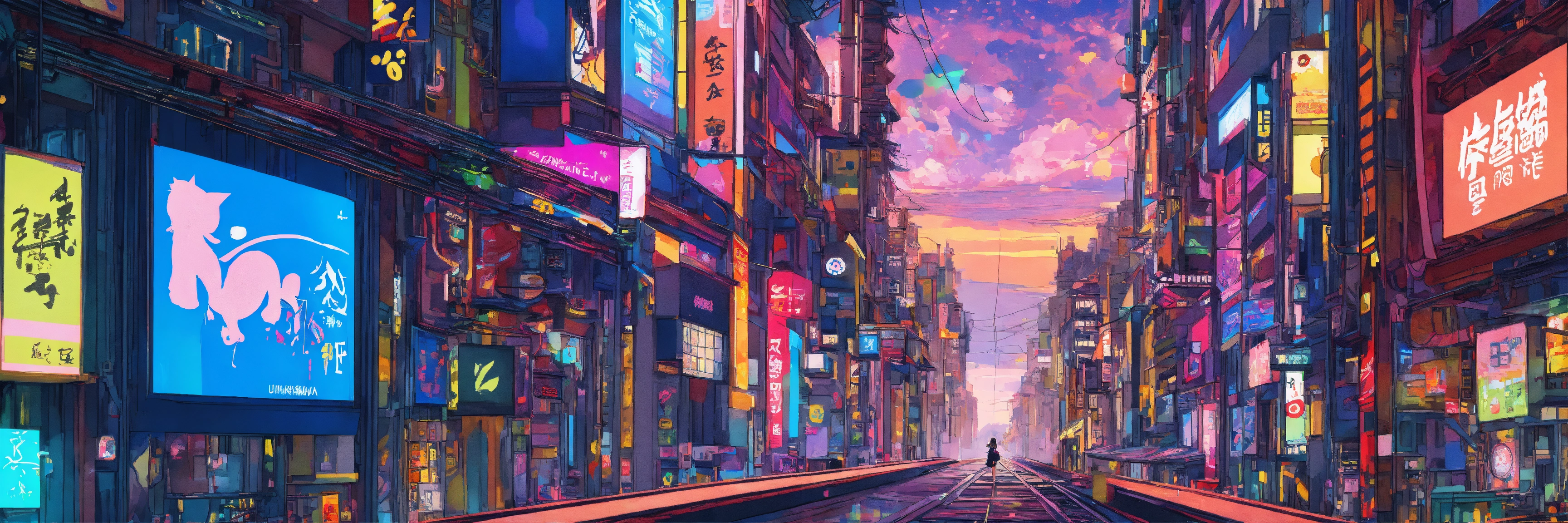 Lexica - Abstract style anime art of a cat girl in cyberpunk, 4k ...