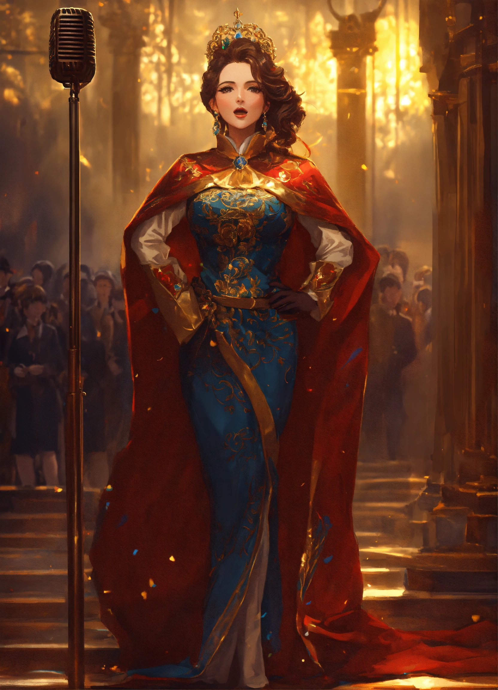 Lexica - A noble woman was singing standing in front of the microphone