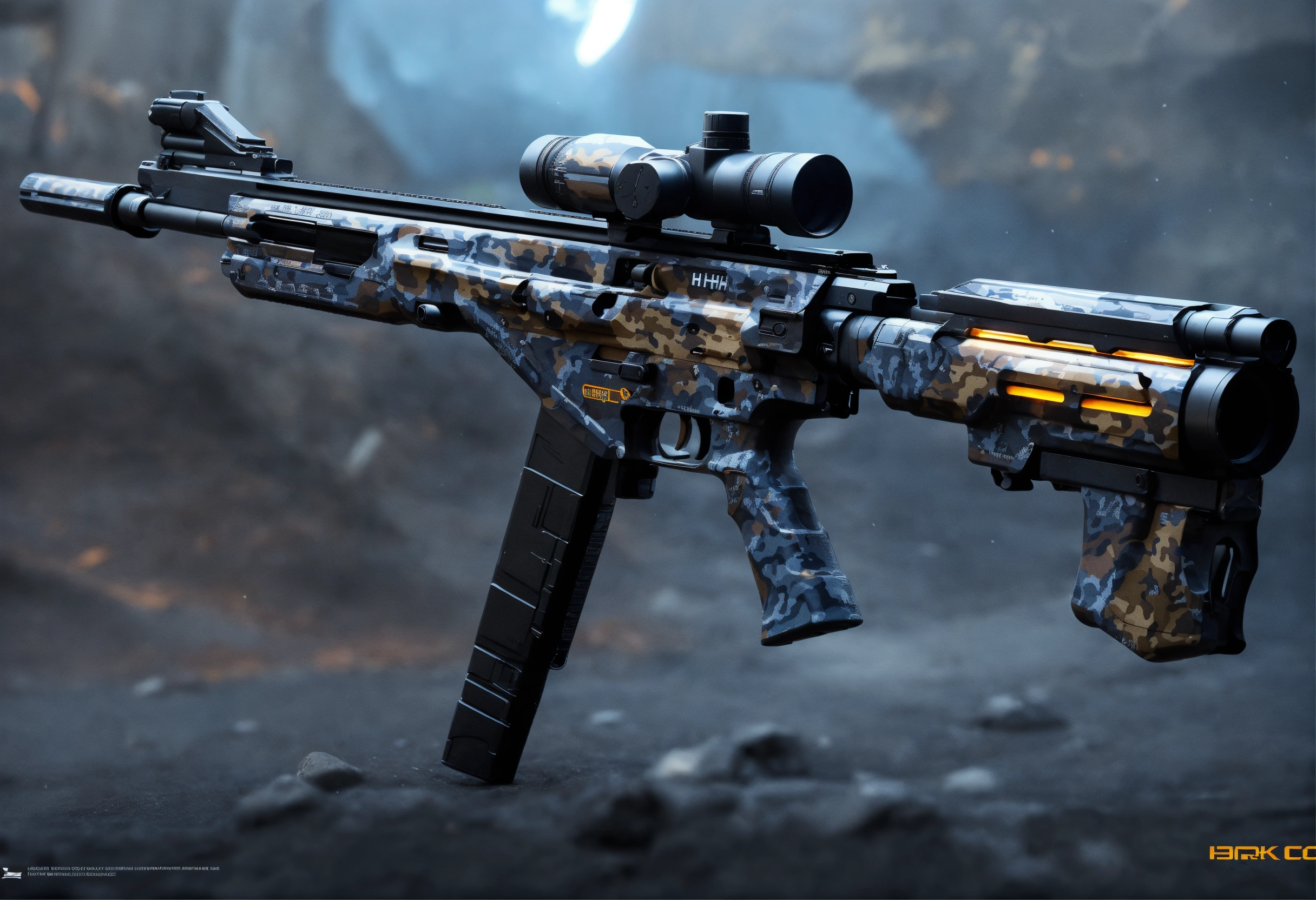 Lexica - Side view of the full image of a black camo sci fi energy ...