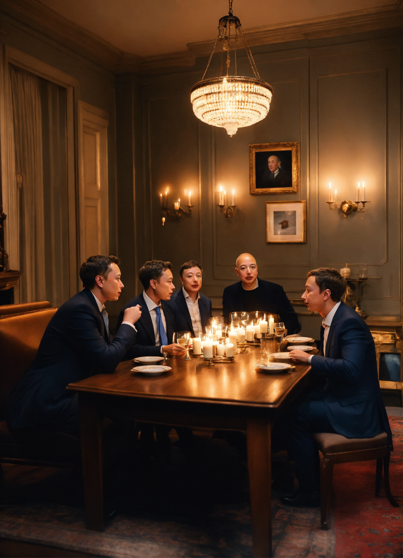 Lexica - Elon Musk, Jeff Bezos, Bill Gates and Mark Zuckerberg drink ...