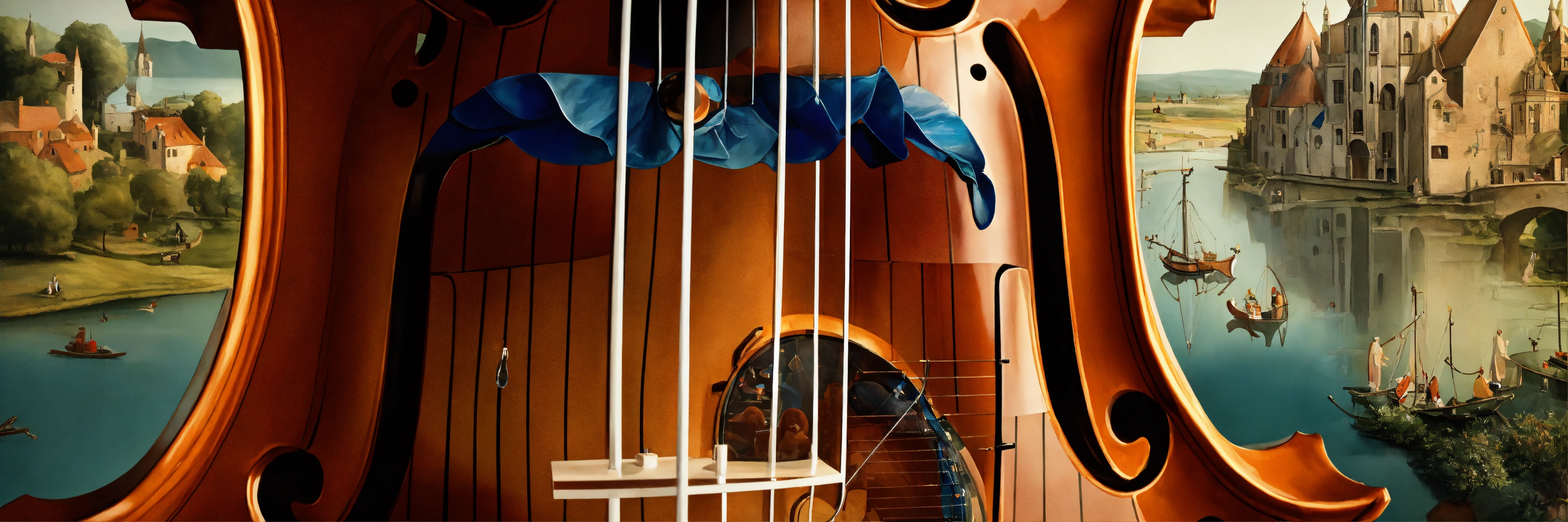 Lexica - A photorealistic closeup view of inside a transparent cello ...