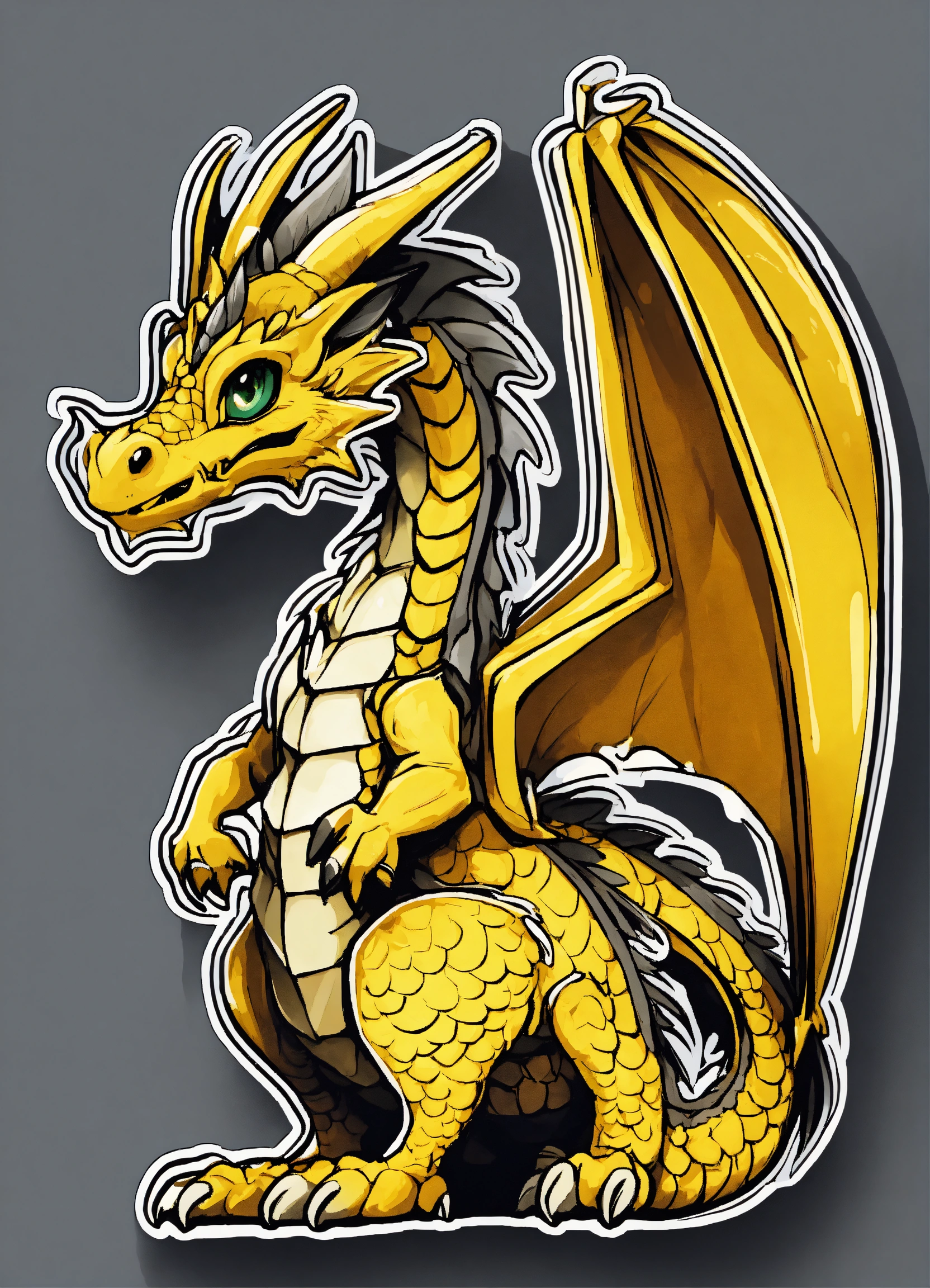 Lexica - Sticker, young small yellow dragon with beautiful eyes and ...