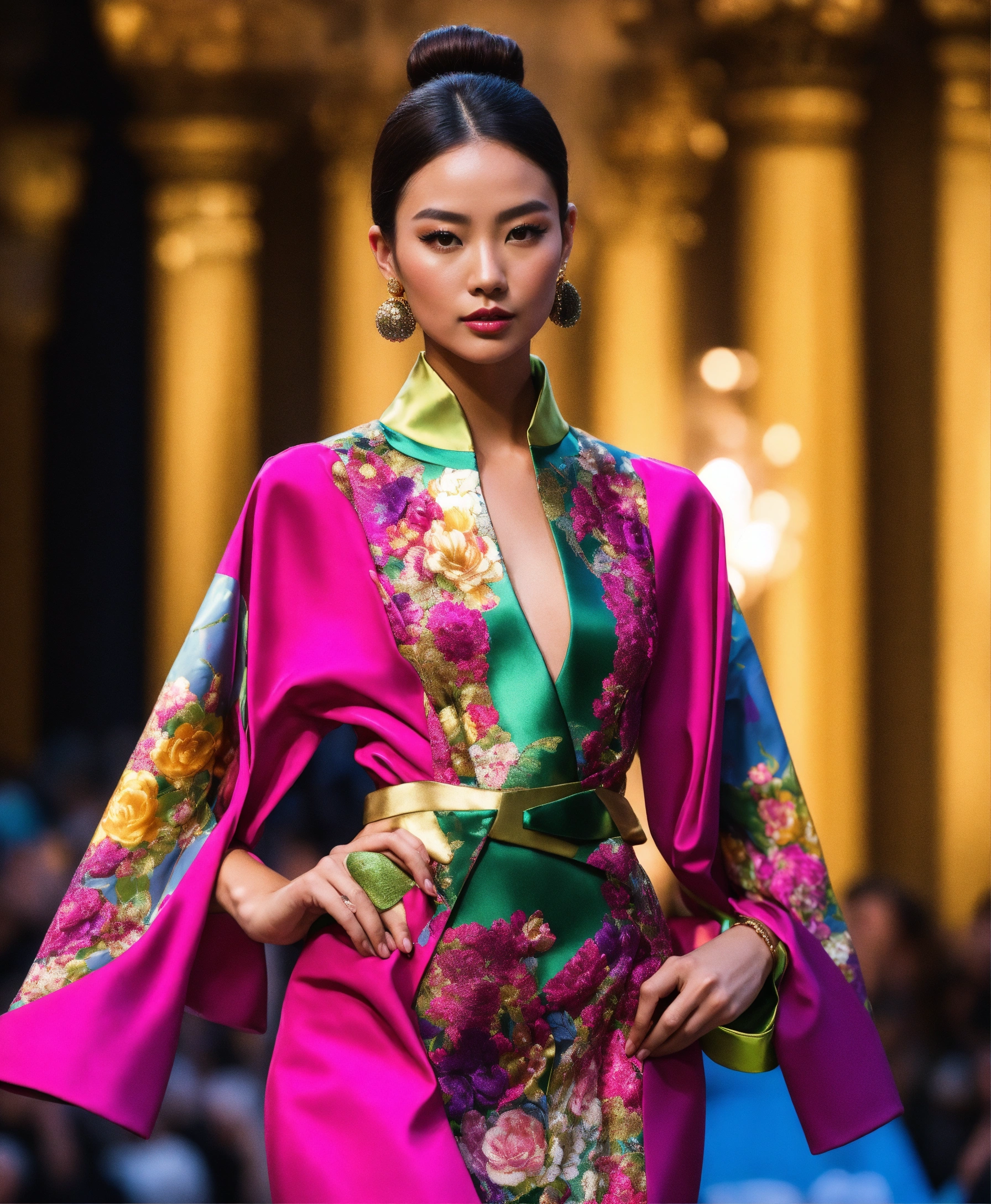 Lexica Ultra realistic full body photo of a stylish Japanese model walking the runway