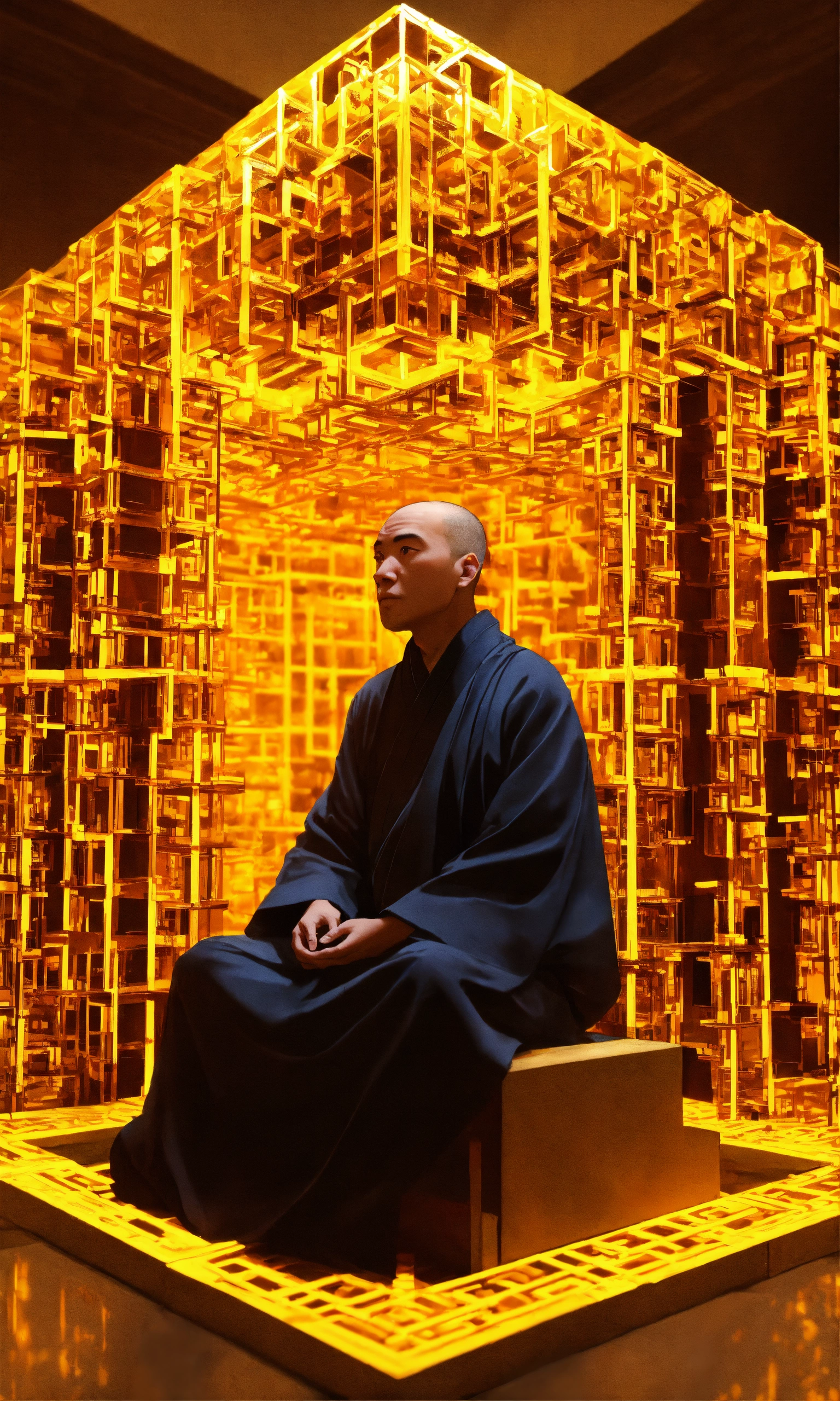 Lexica - Sitting Taoist monk tesseract body fractal three point ...