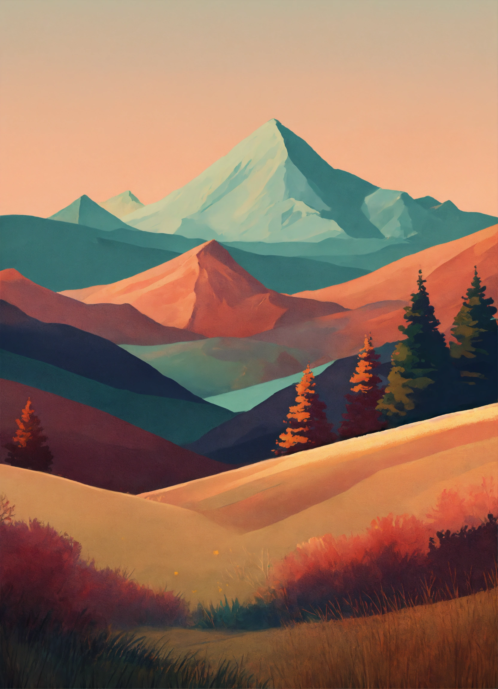 Lexica - Boho art Minimalist landscape mountains