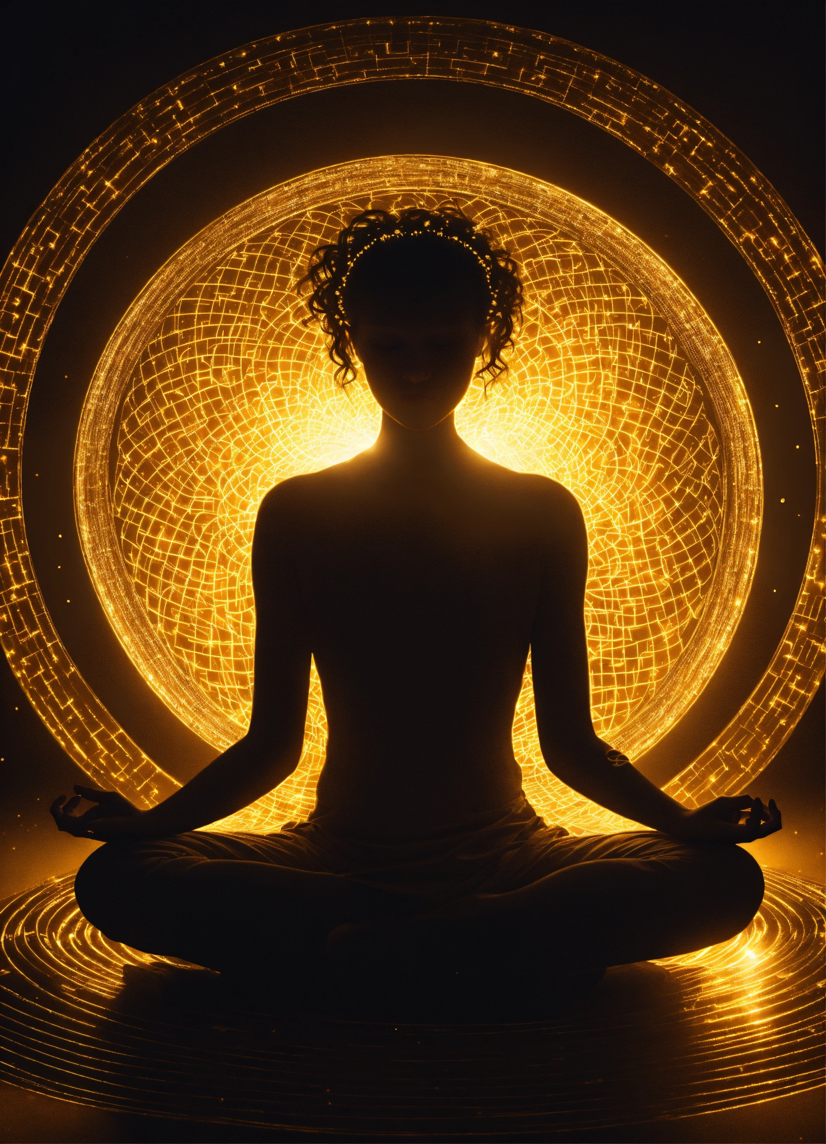 Lexica - Drawing illustration of a silhouette sitting in a meditation ...