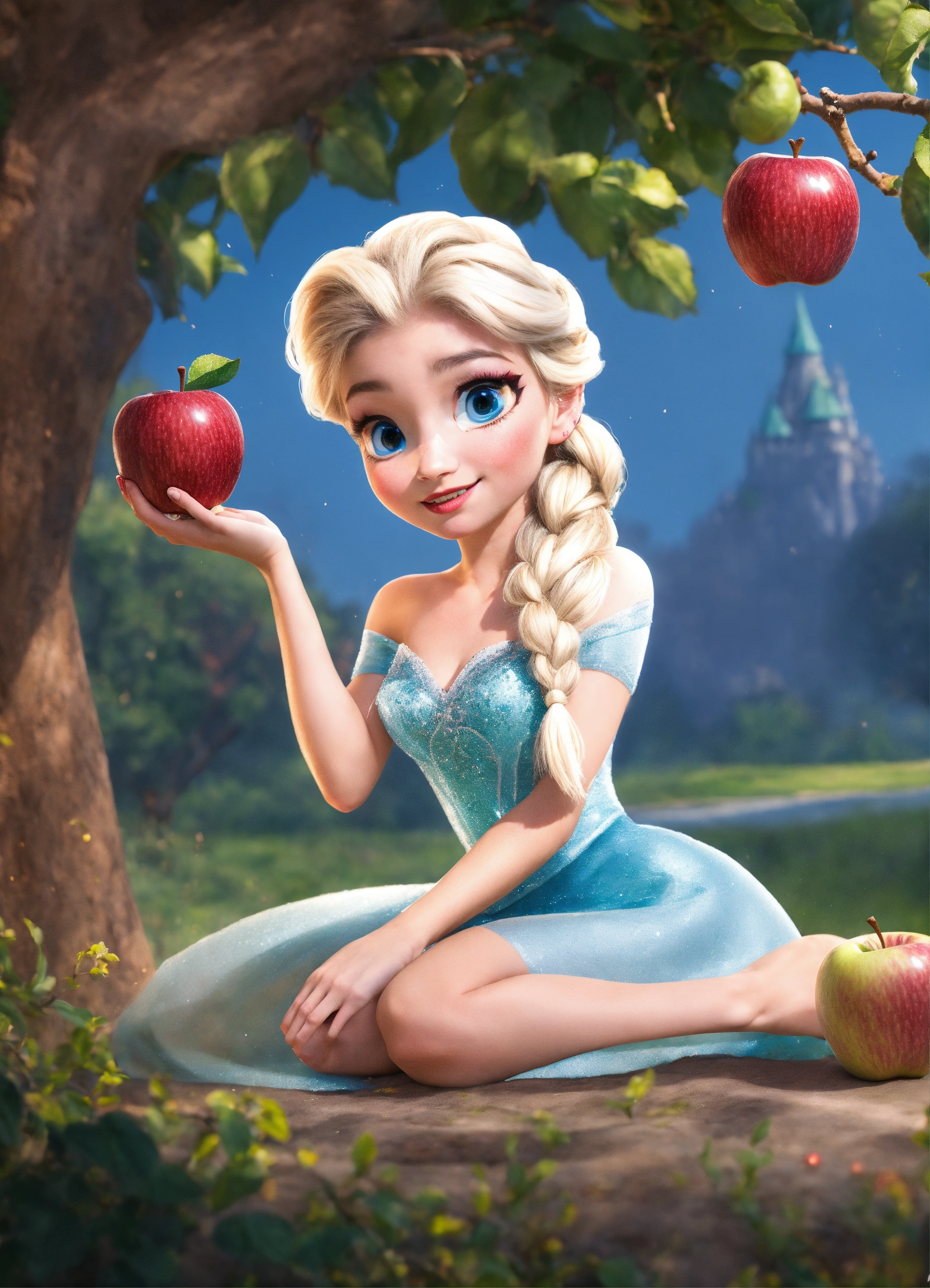 Lexica - Elsa picks an apple