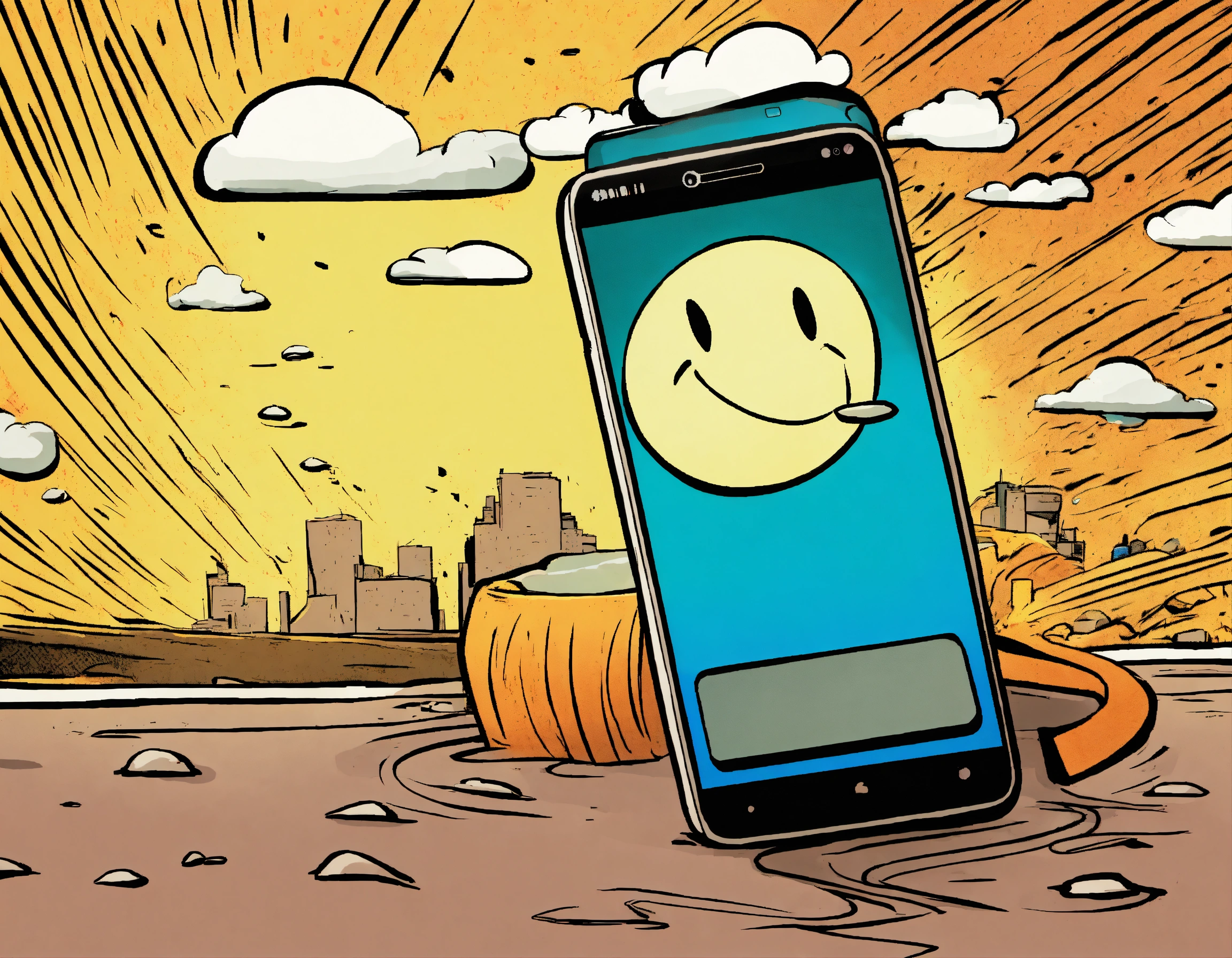 Lexica - Smartphone is ringing. comic style