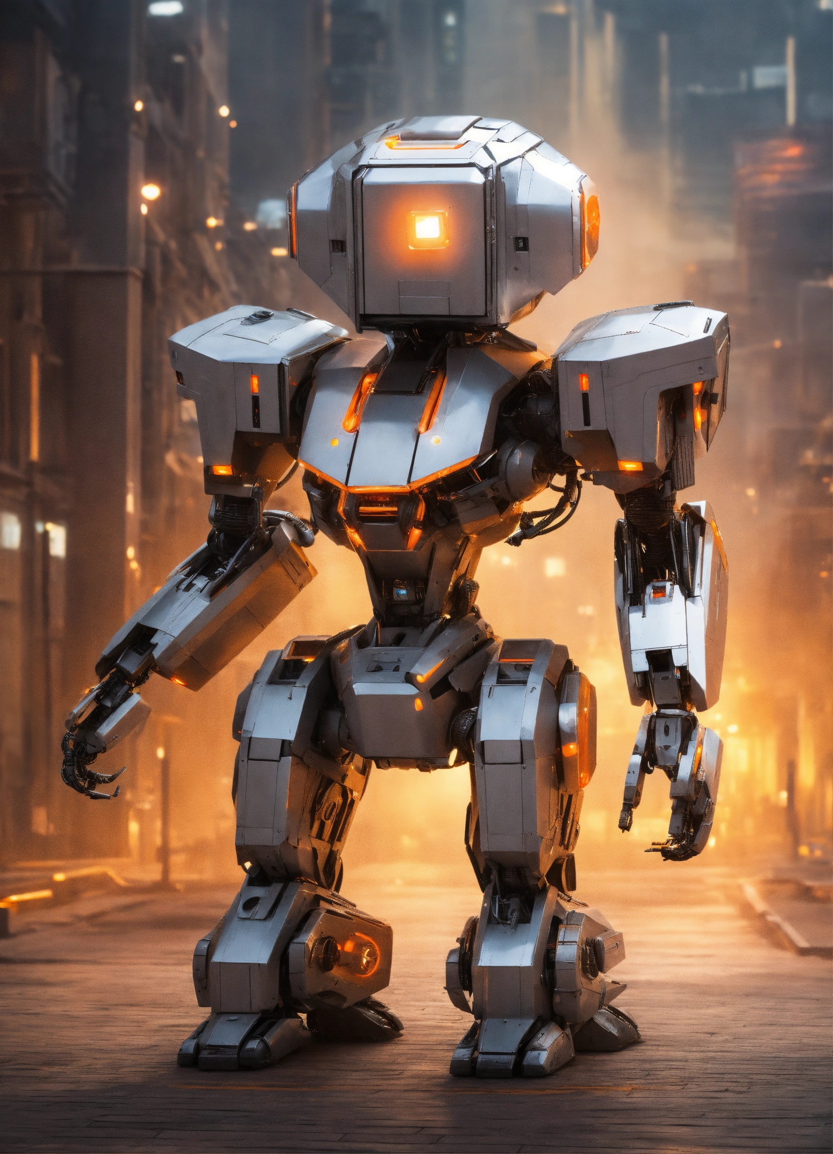 Lexica - Flying floating Robot that looks like a sleek silver cube with ...