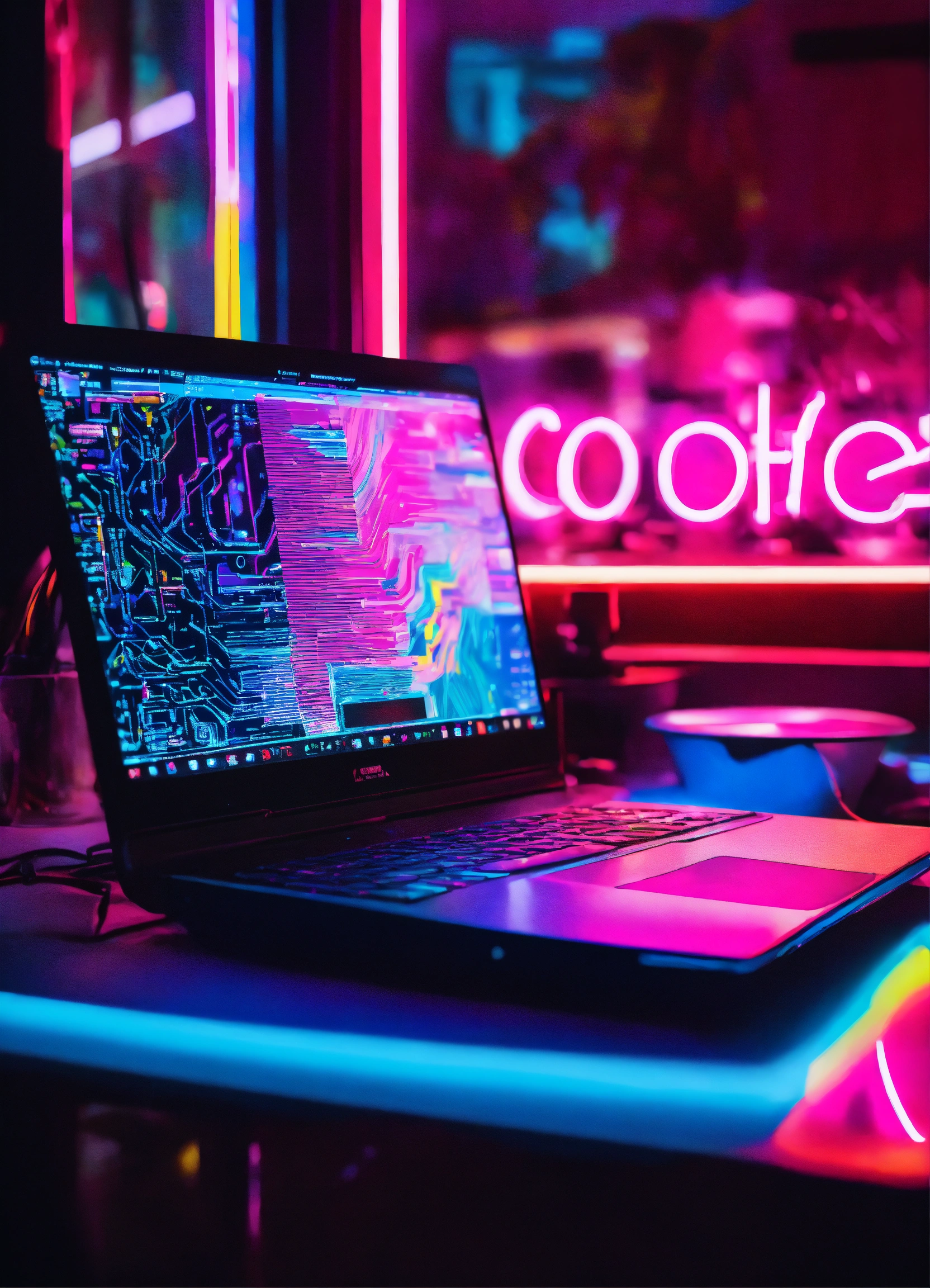 Lexica - A cup of coffe close to a computer owned by a programmer in a ...