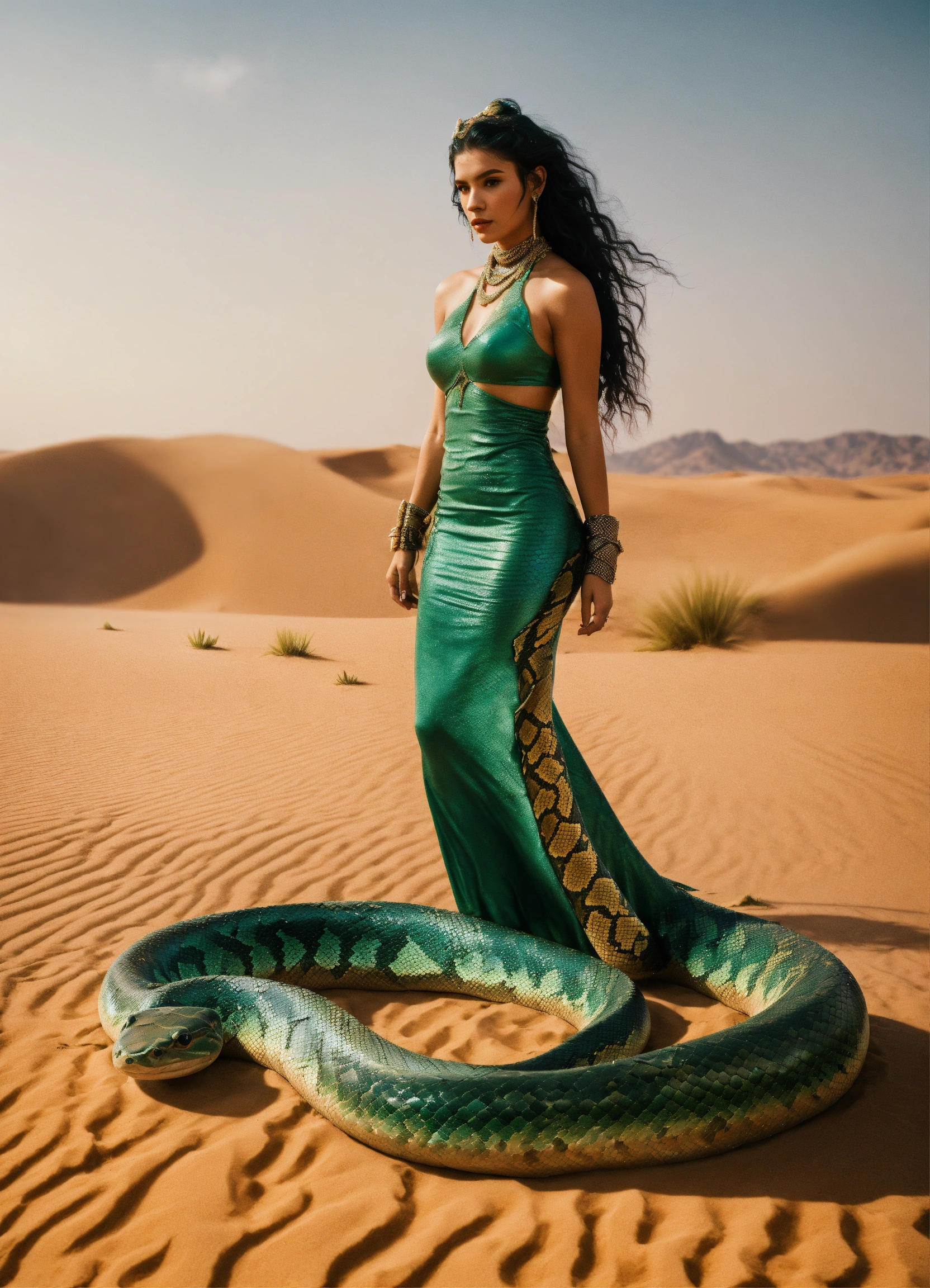 Lexica - Detailed 4k photo full body portrait of a snakemaid slithering ...