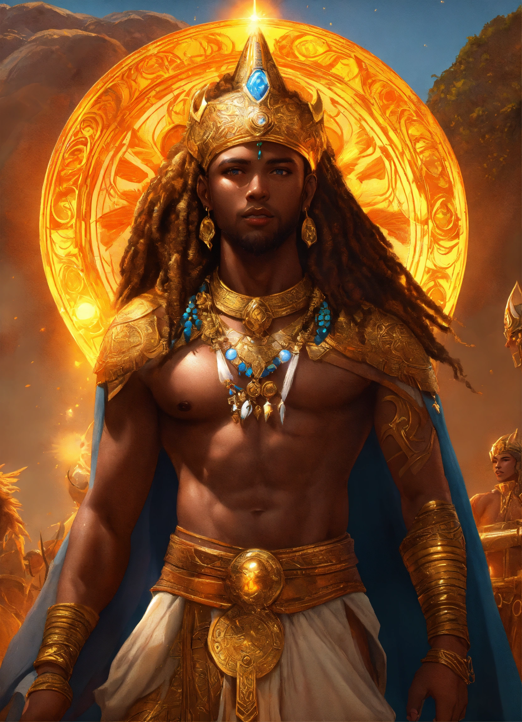 Lexica - Ethiopian Humanoid god of the sun, highly detailed, d & d ...