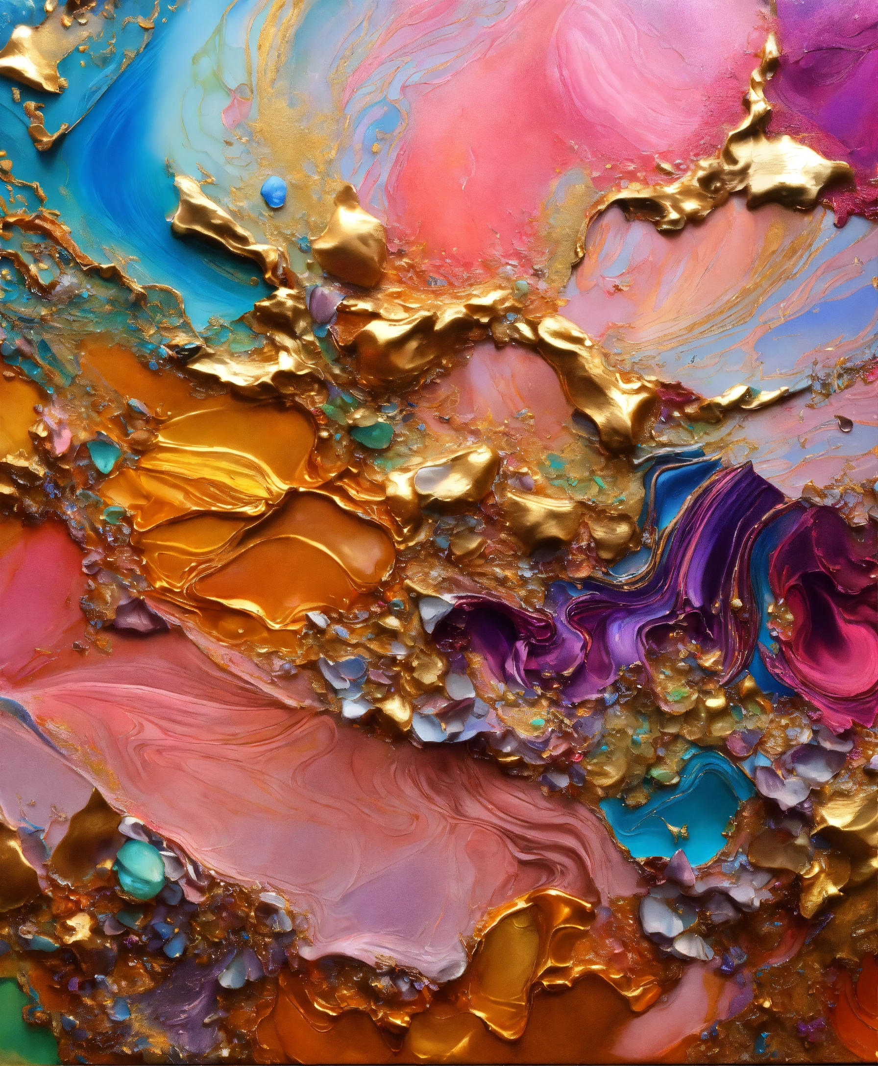 Lexica - Colorful abstract painting oil and water complex complicated ...