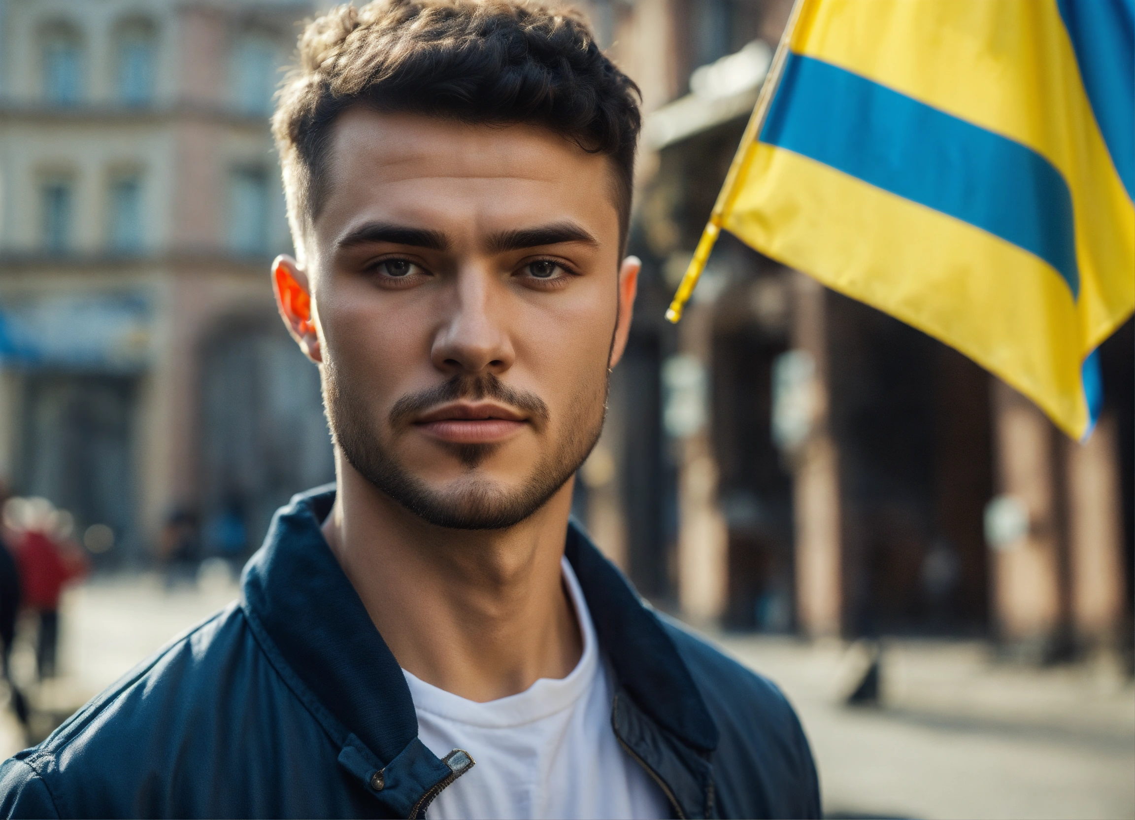 Lexica - Beautiful man with Ukraine, on street Kiev, without glasses ...