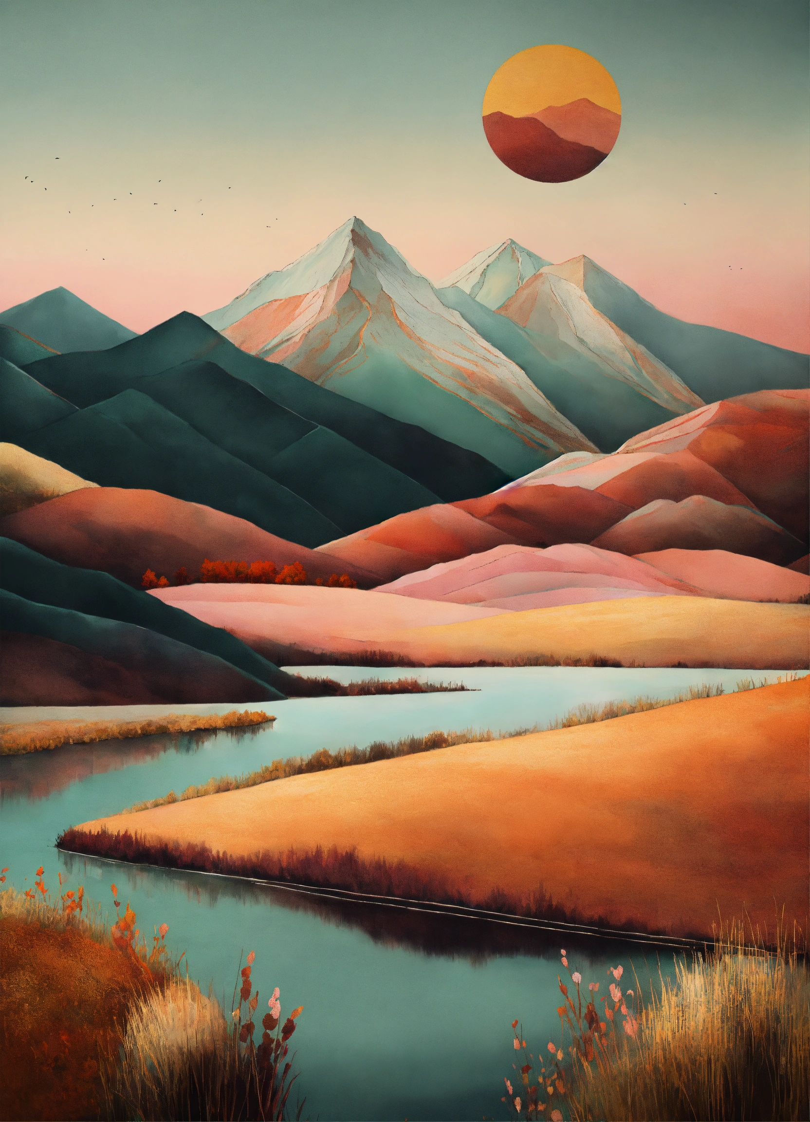 Lexica - Boho art Minimalist landscape mountains