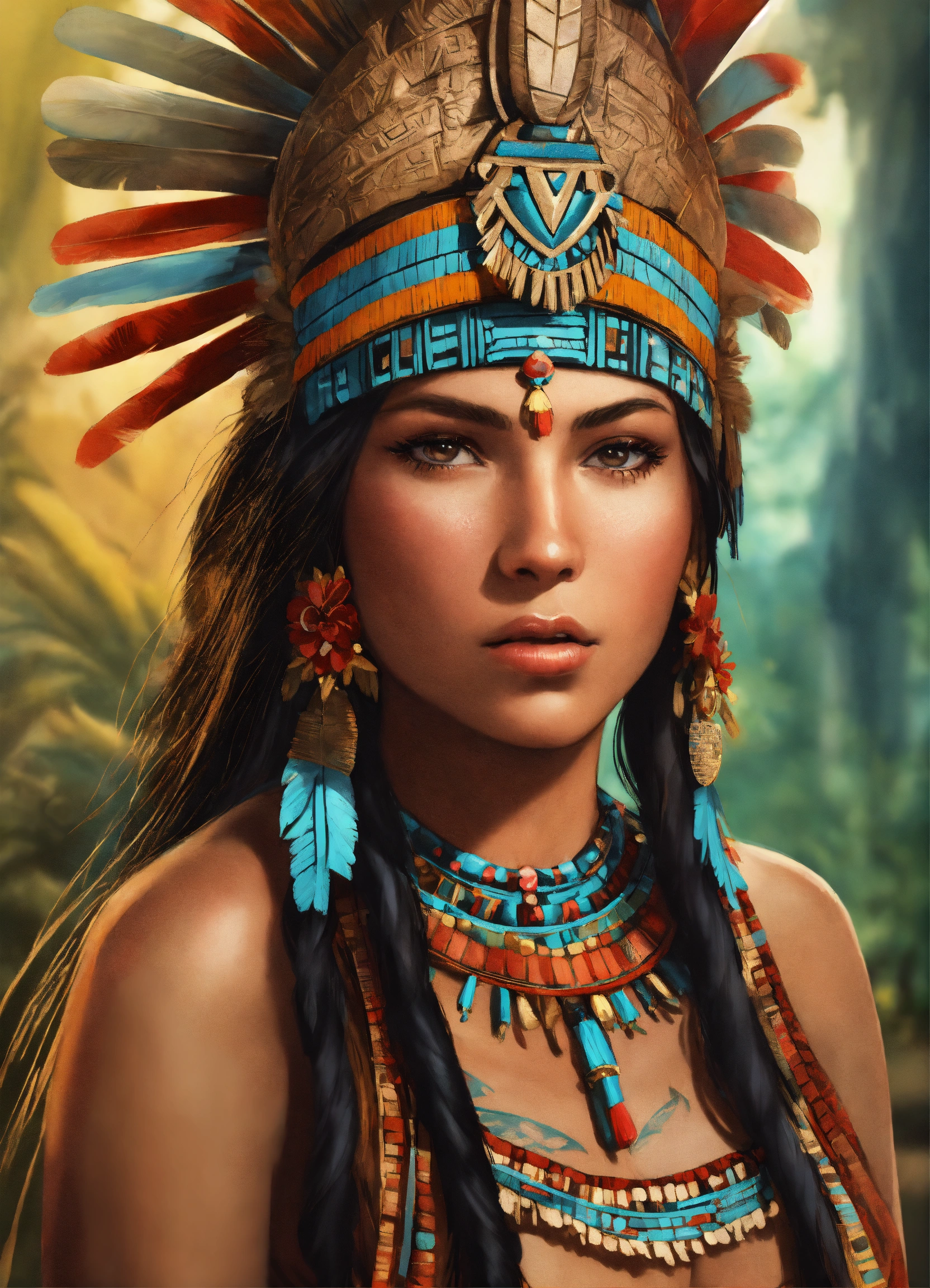 Lexica - Aztec princess,realistic,portrait, high detail,high resolution