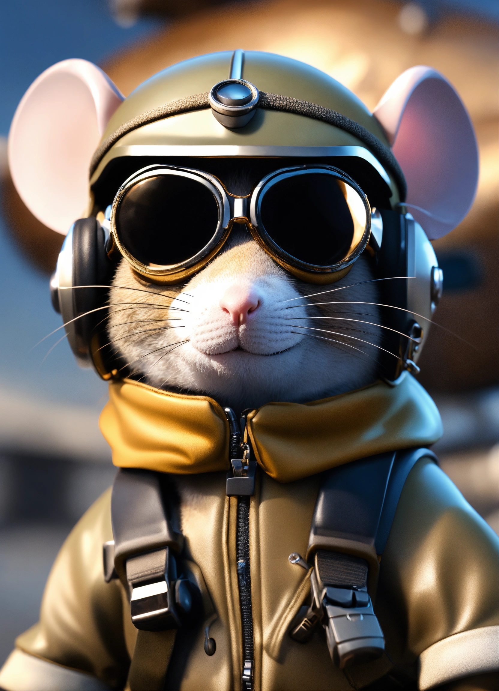 Lexica - A cute mouse pilot, wearing aviation googles, unreal engine ...