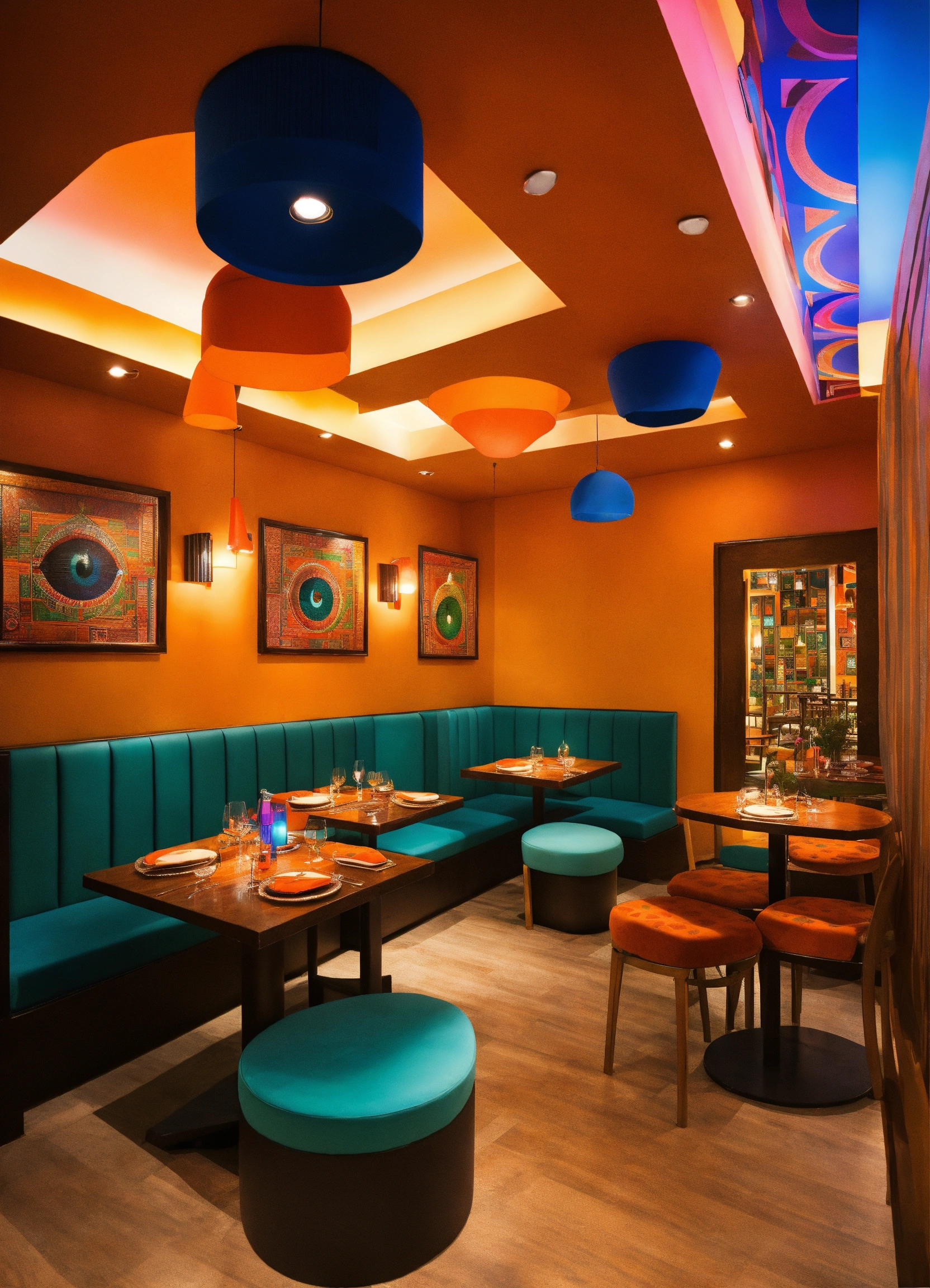 Lexica - Design a vibrant Indian restaurant interior with a modern and ...
