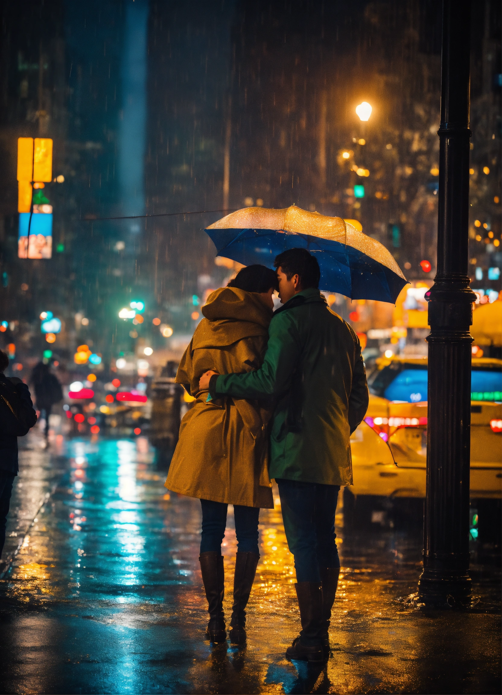 Lexica - Raining day in New York with a couple saying goodbye at night