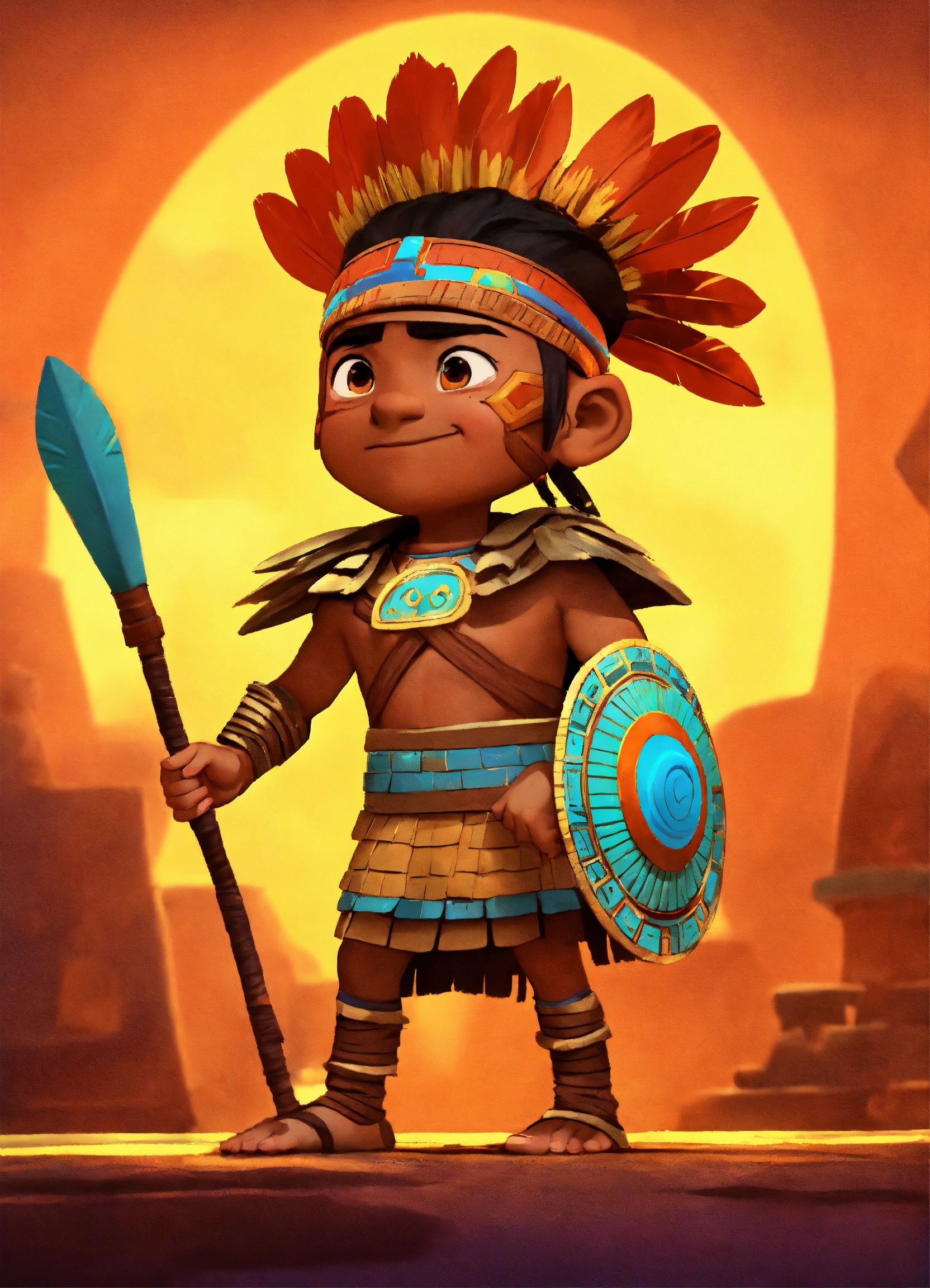Lexica - Pixar animation of an 8 year old Aztec warrior, pixar style ...