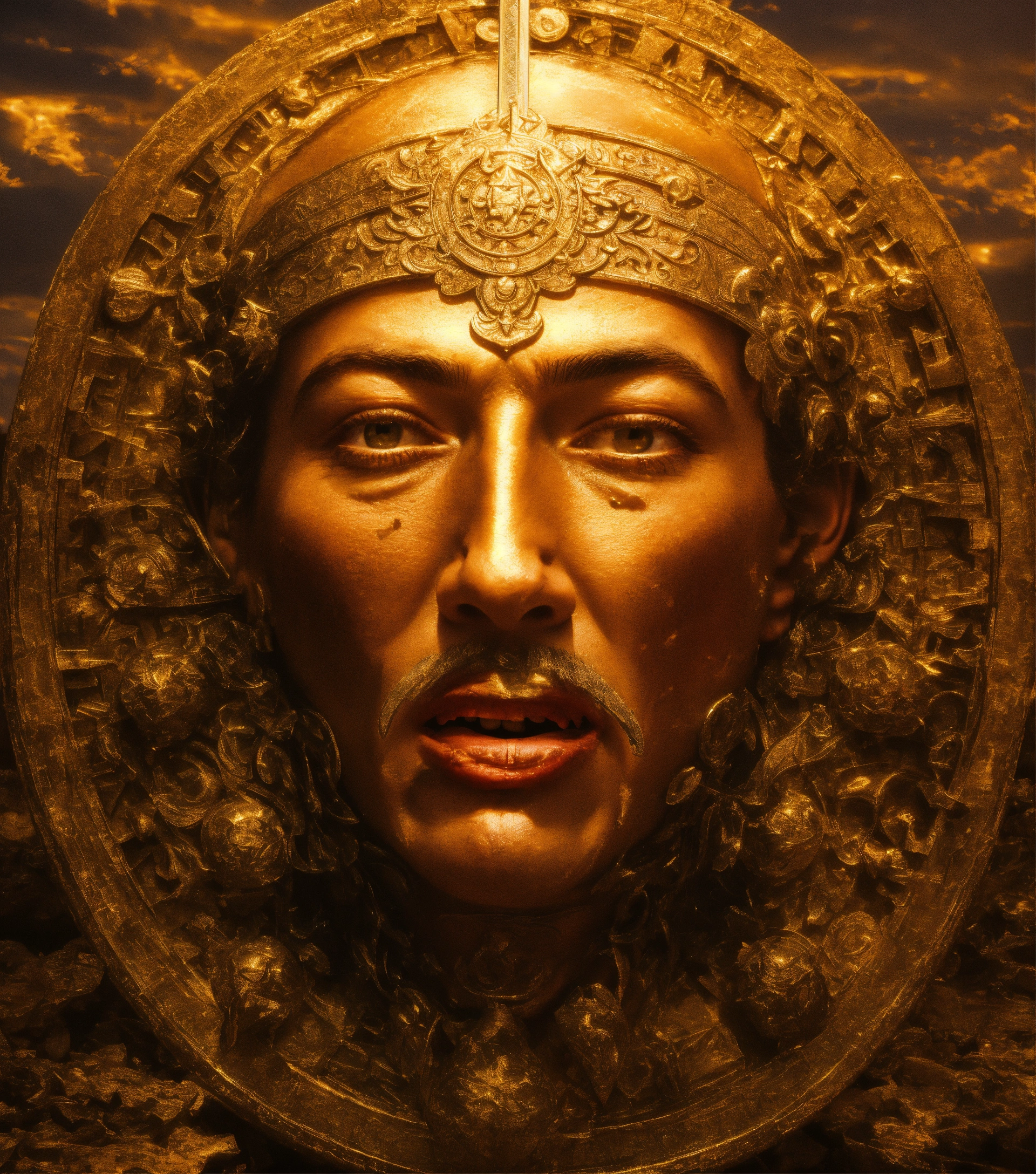 Lexica - In the heavens, the face of an enlightened man with an opened ...
