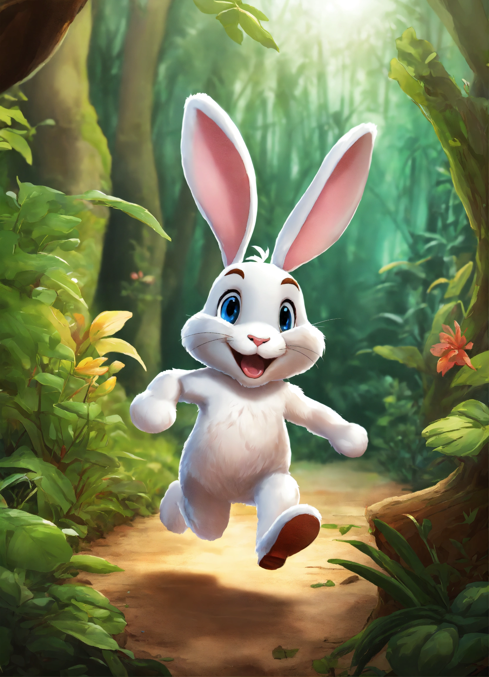 Lexica - Let cartoon big rabbit running in jungle