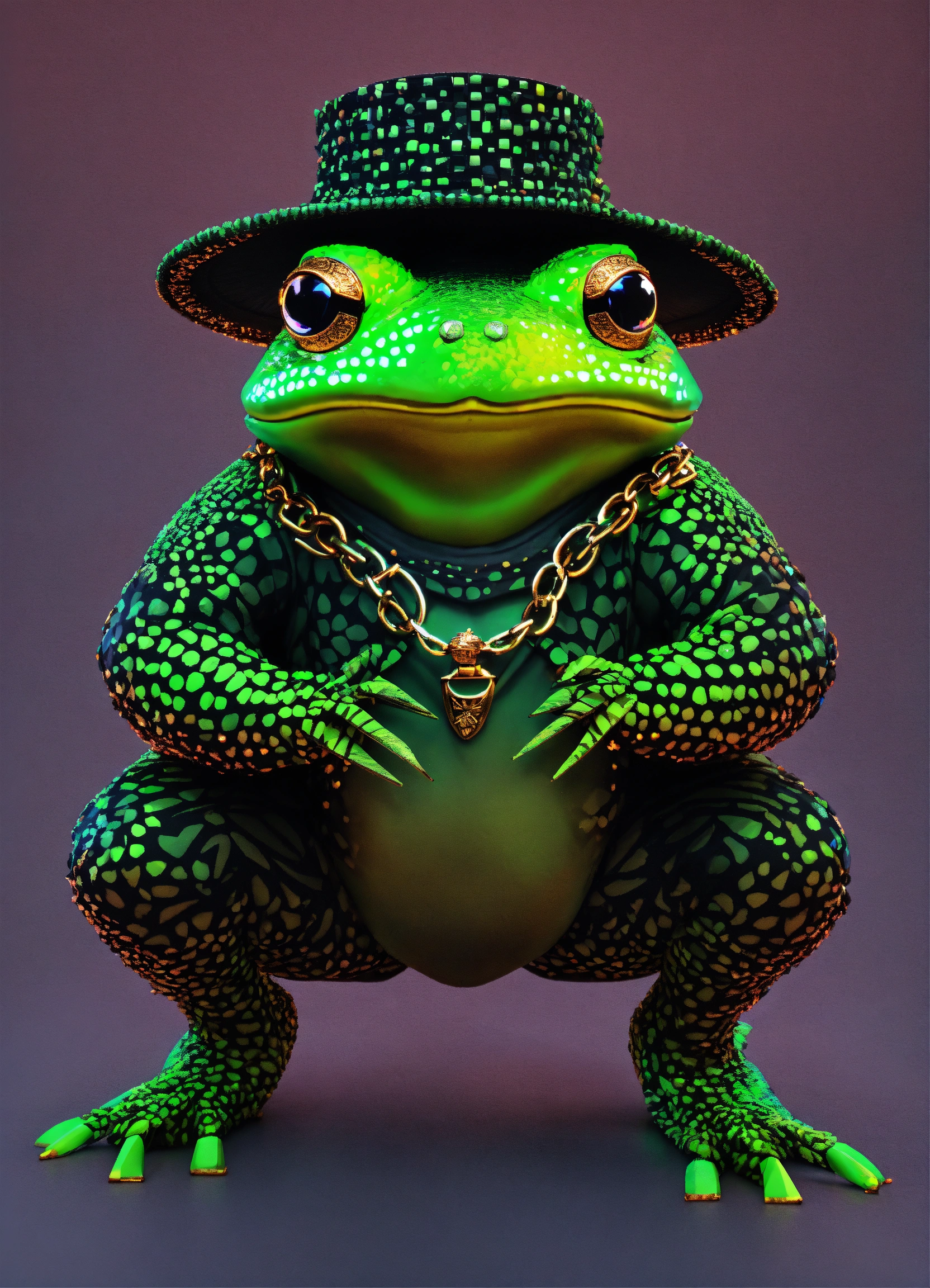Lexica - Full body portrait A toad made out of a 3d black green light ...