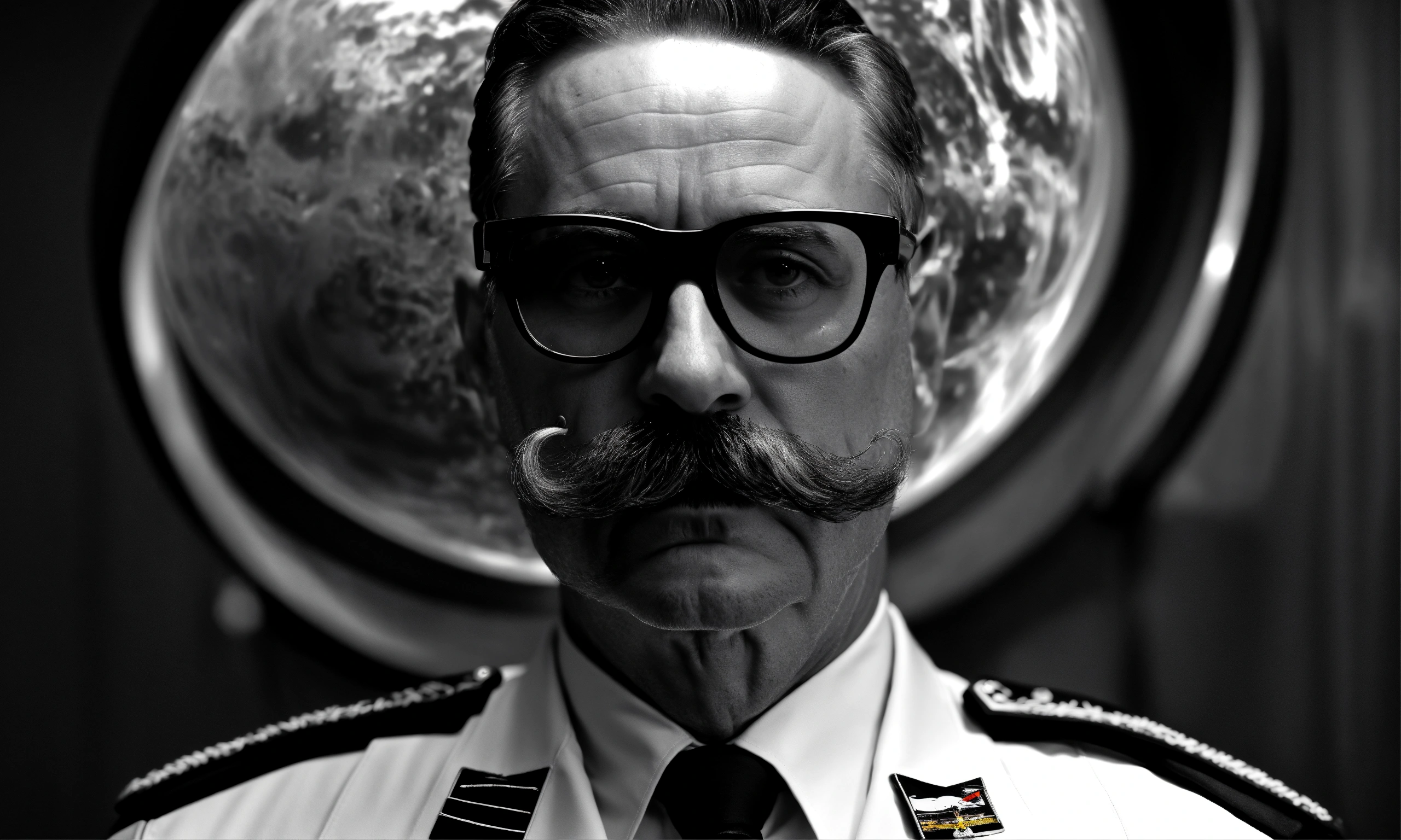 Lexica - NASA Commander in chief with glasses and mustache, surrealism ...