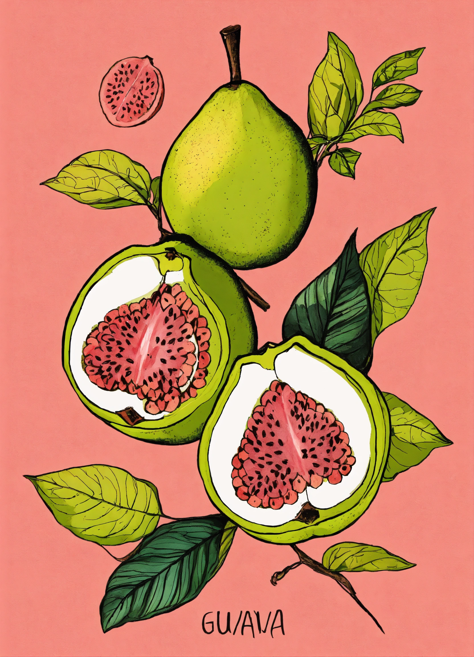 Lexica Simple pen and drawing of guava combinations wallpaper images