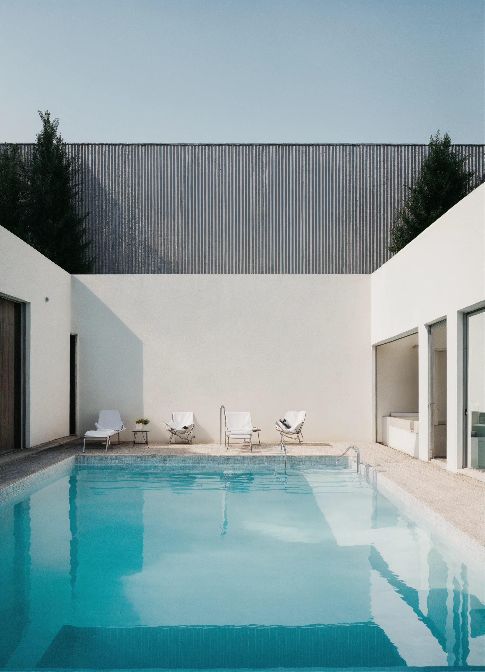 Lexica - Outdoor swimming pool ussr interior design minimalism white color