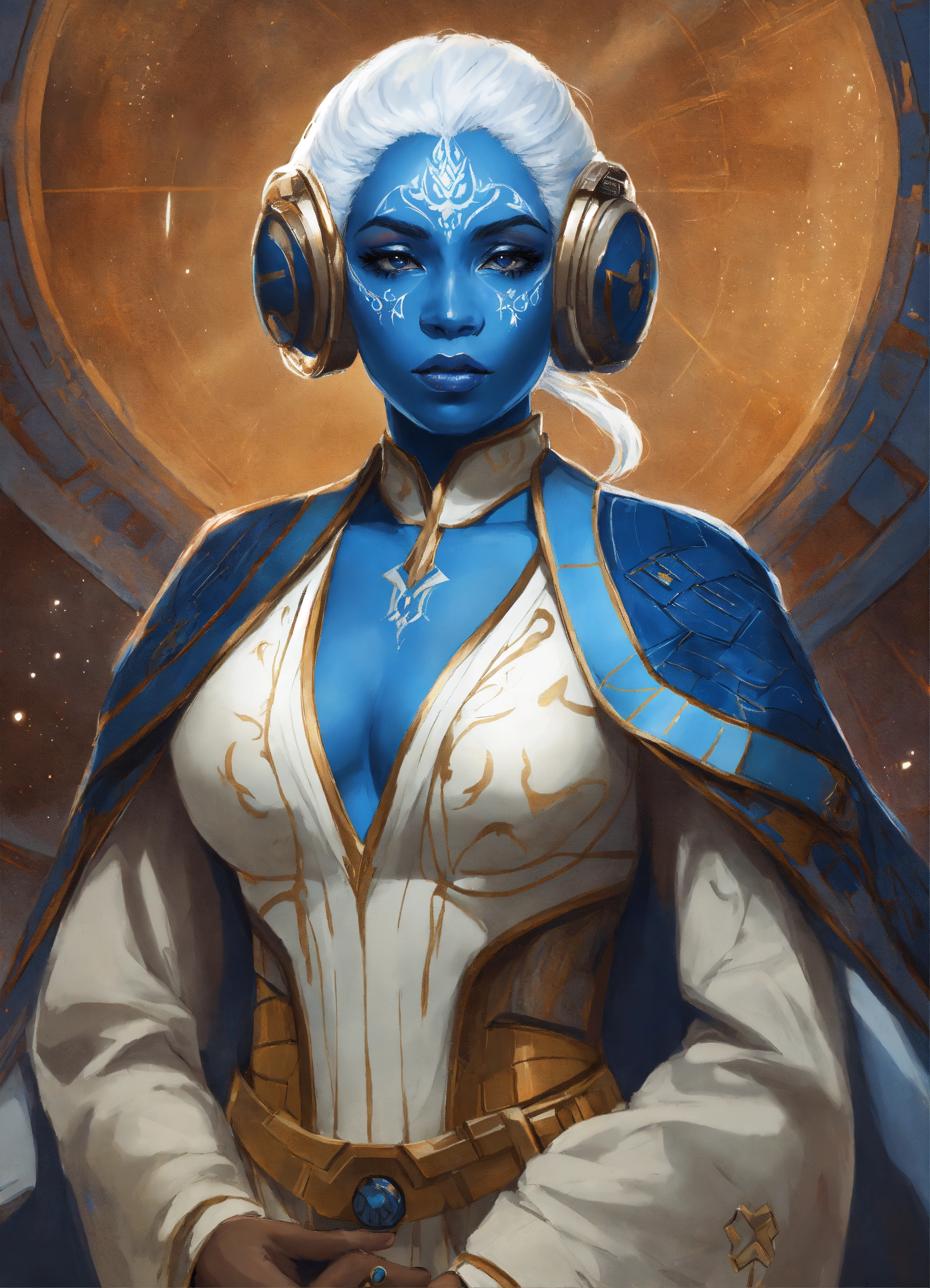 Lexica - Character design of a Star Wars Pantoran a Blue-skinned woman ...