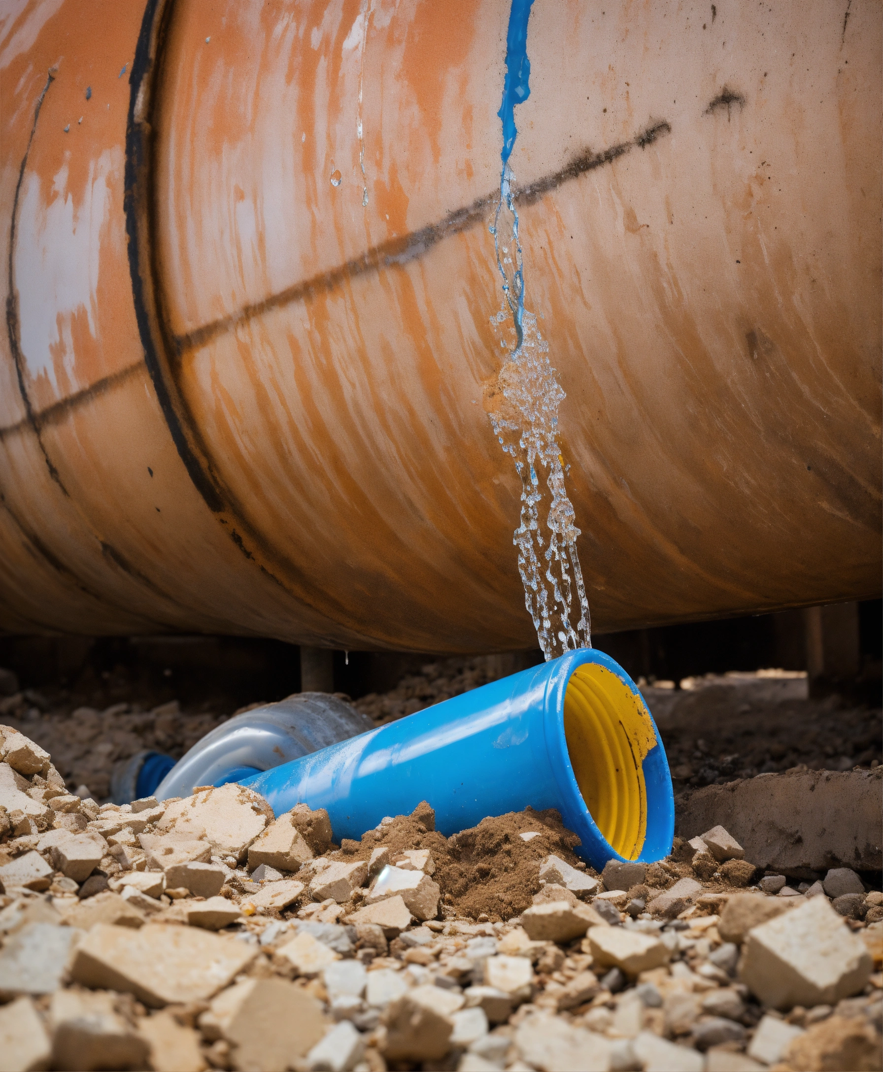 Lexica - Broken plastic pipe at a construction site in need of repair ...