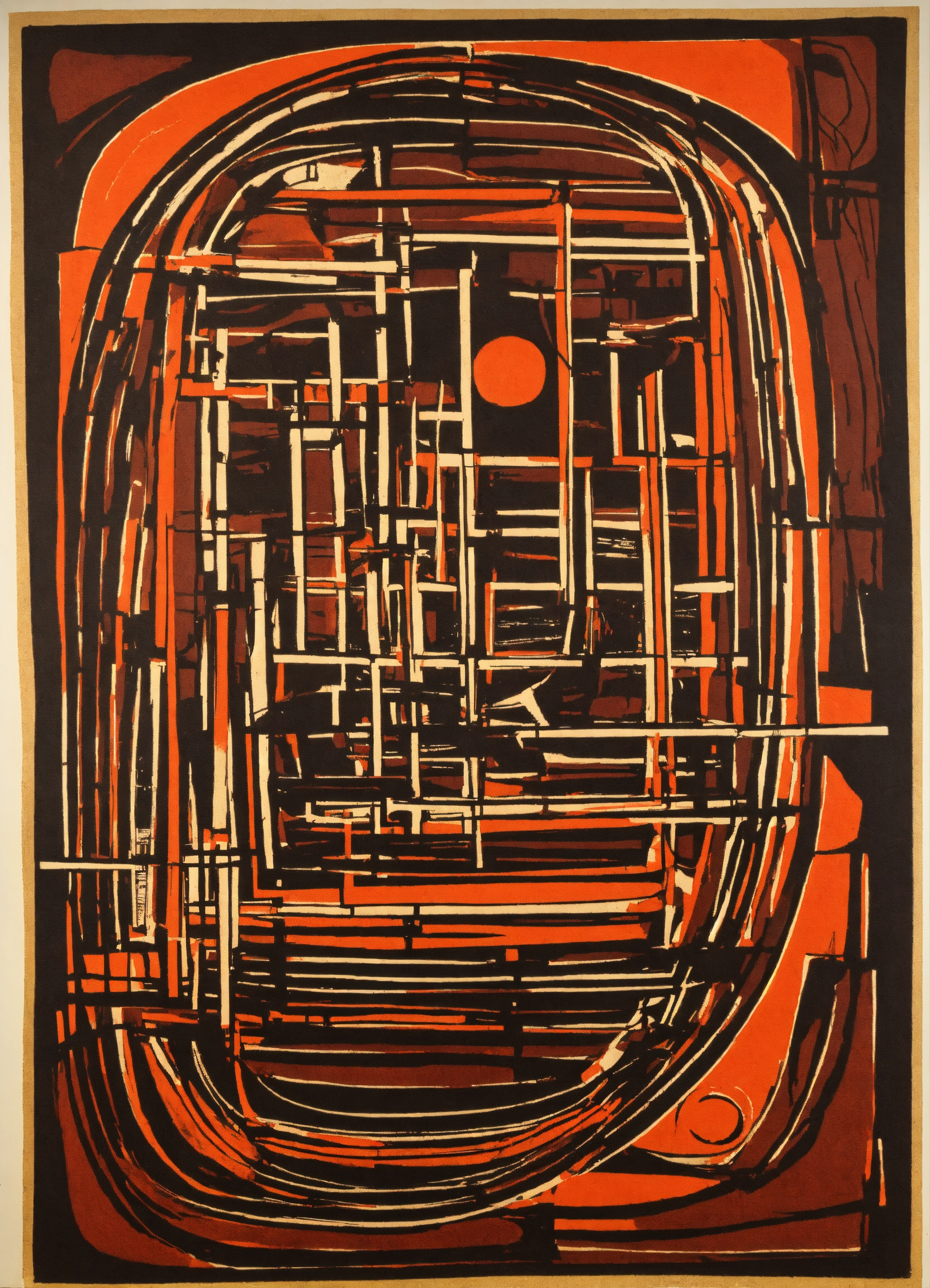 Lexica - Linocut, abstract art, drawing in the style of Emil ruder