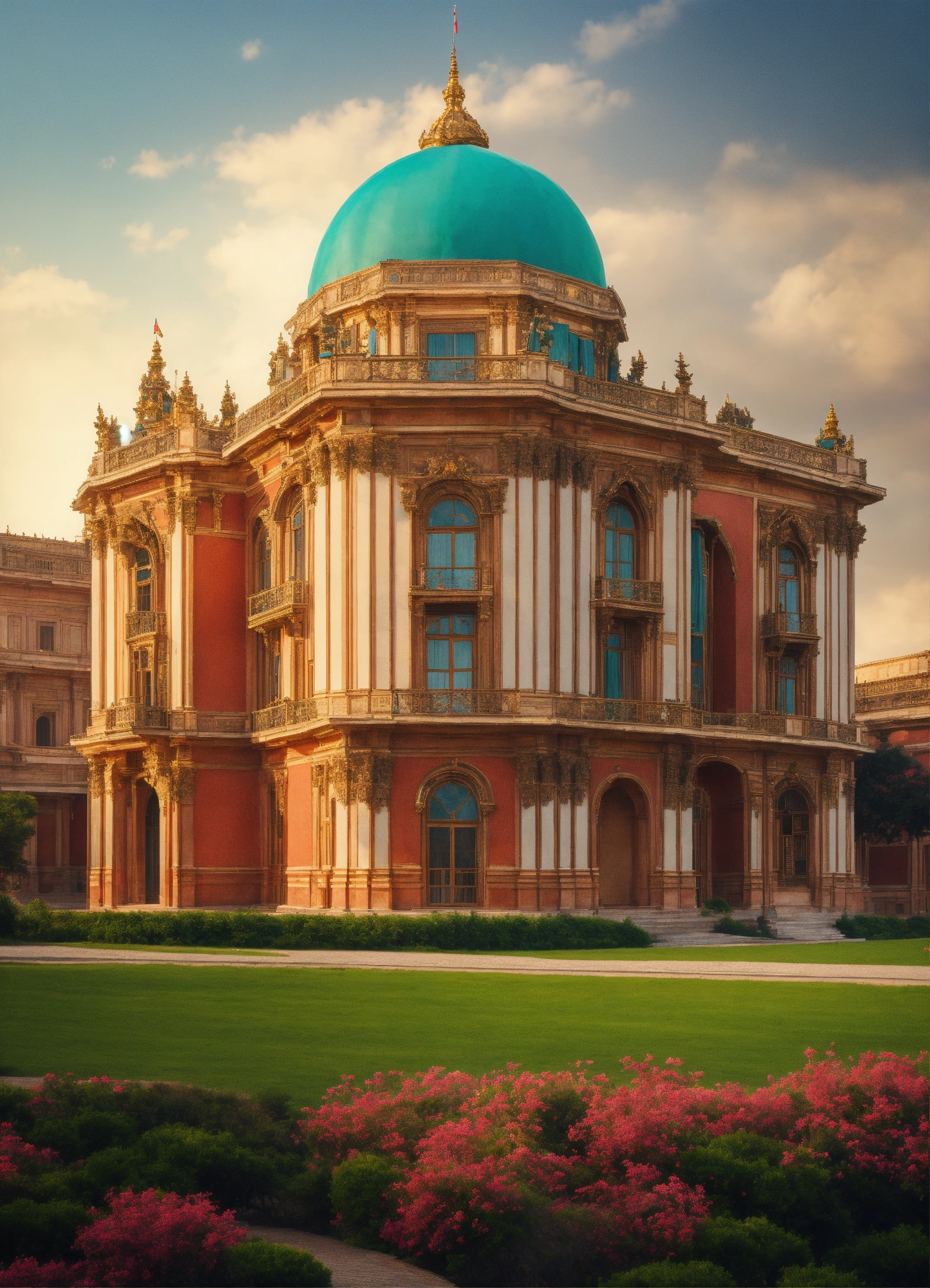 Lexica - A beautiful palace with a dome and a flag