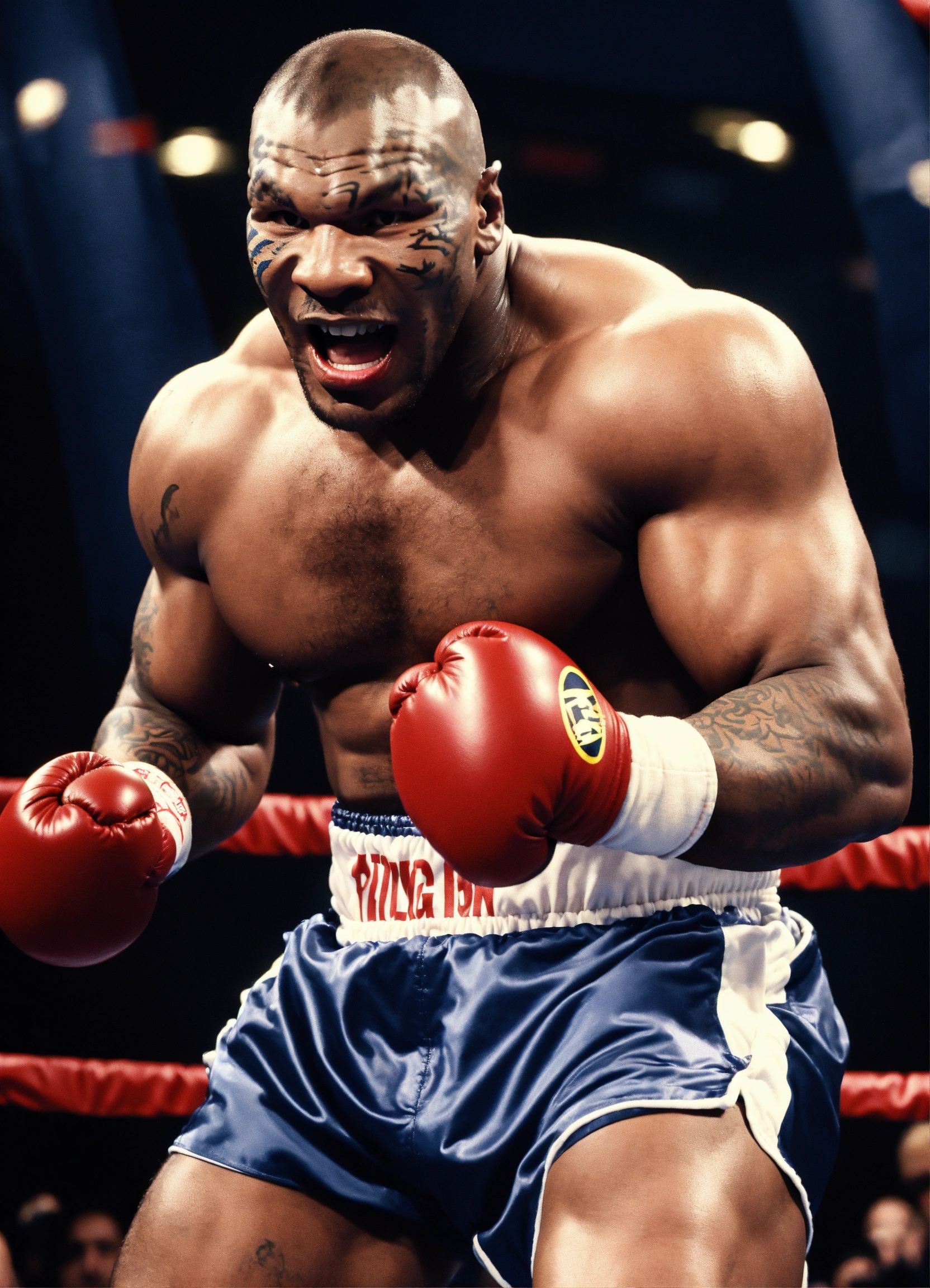 Lexica - Mike Tyson about to destroy an opponent in the boxing ring ...