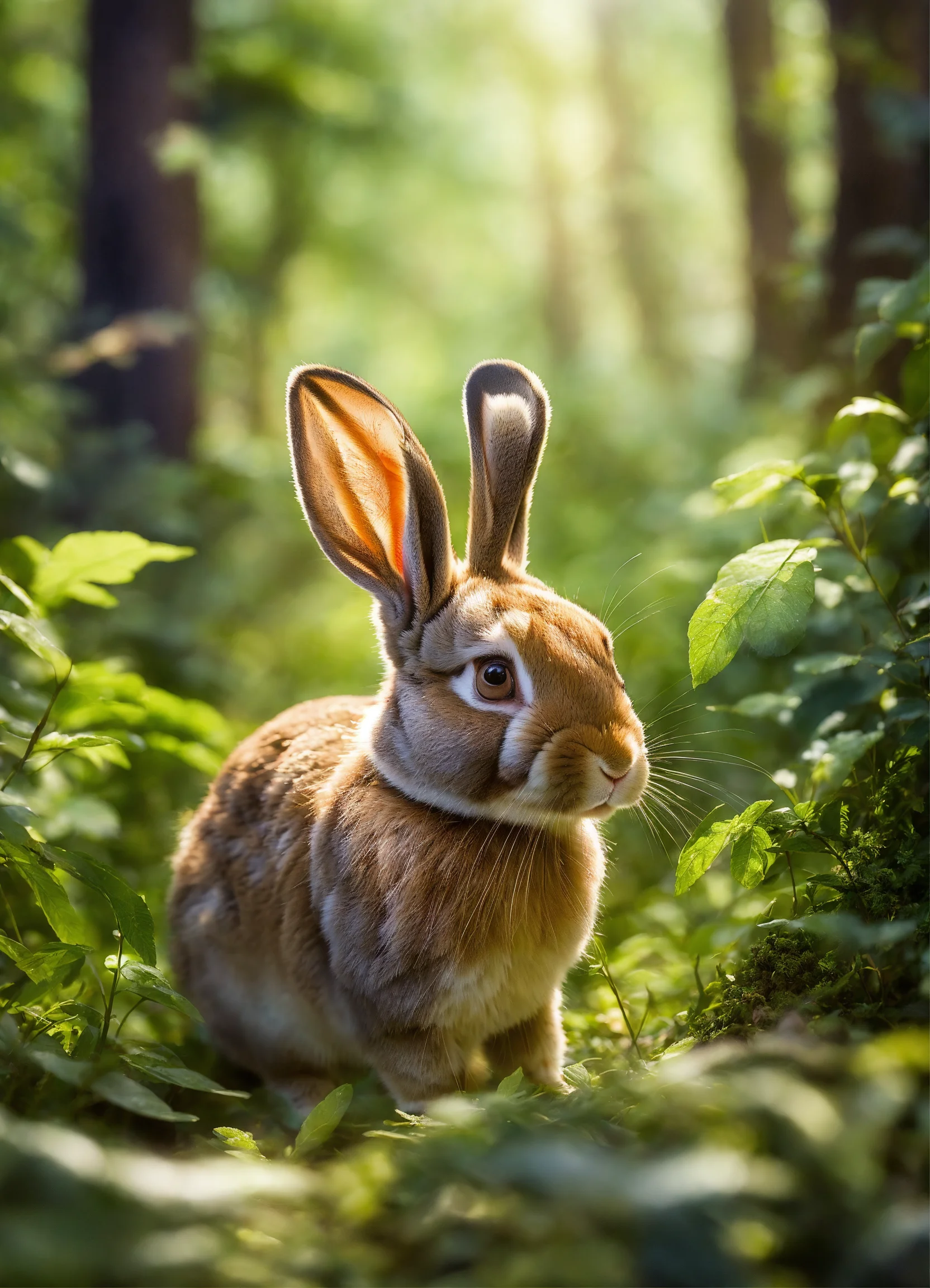 Lexica - In a beautiful forest, there is a cute little rabbit running ...