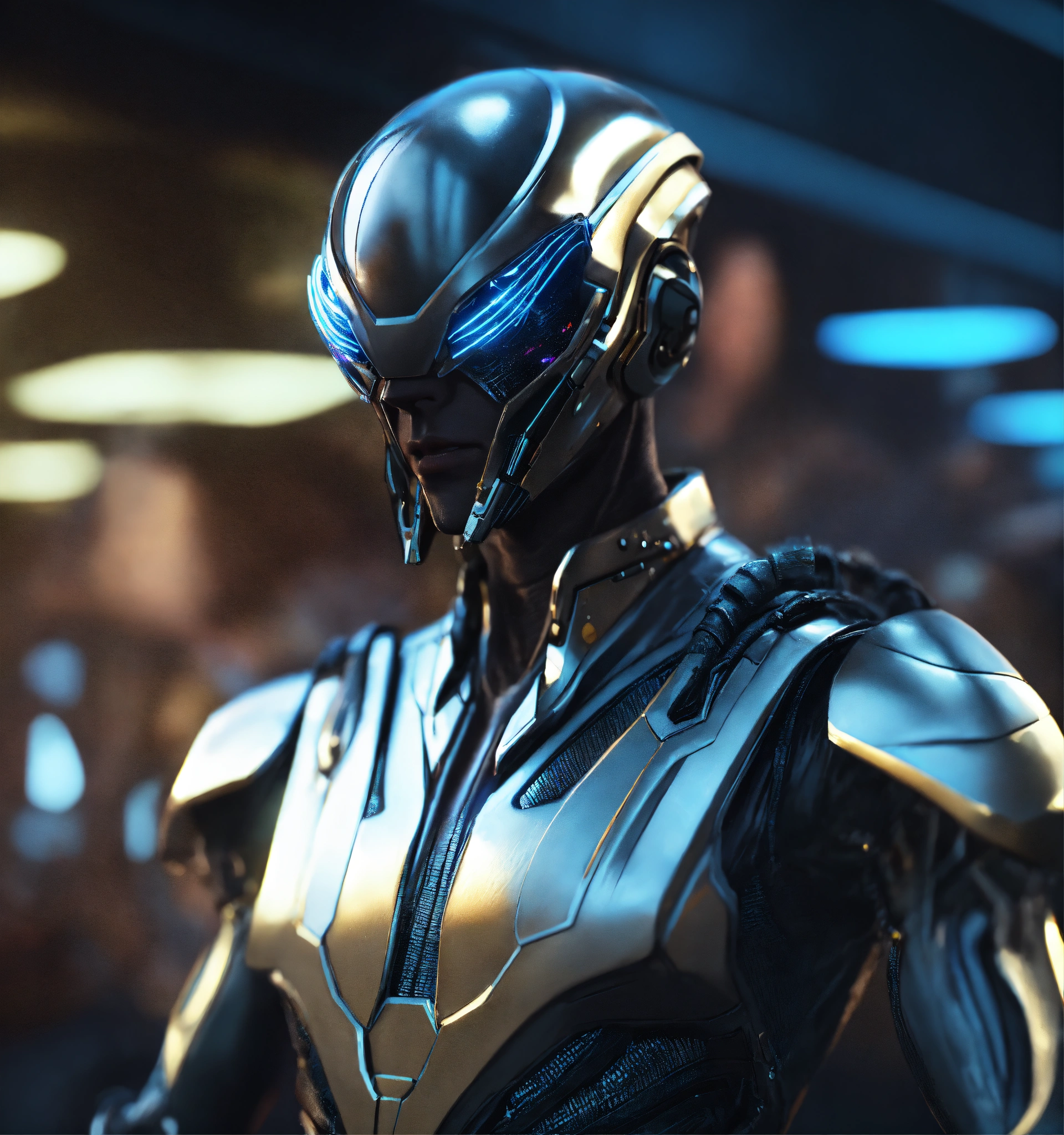 Lexica - Zoom out from an tough male alien android cool gangster ...
