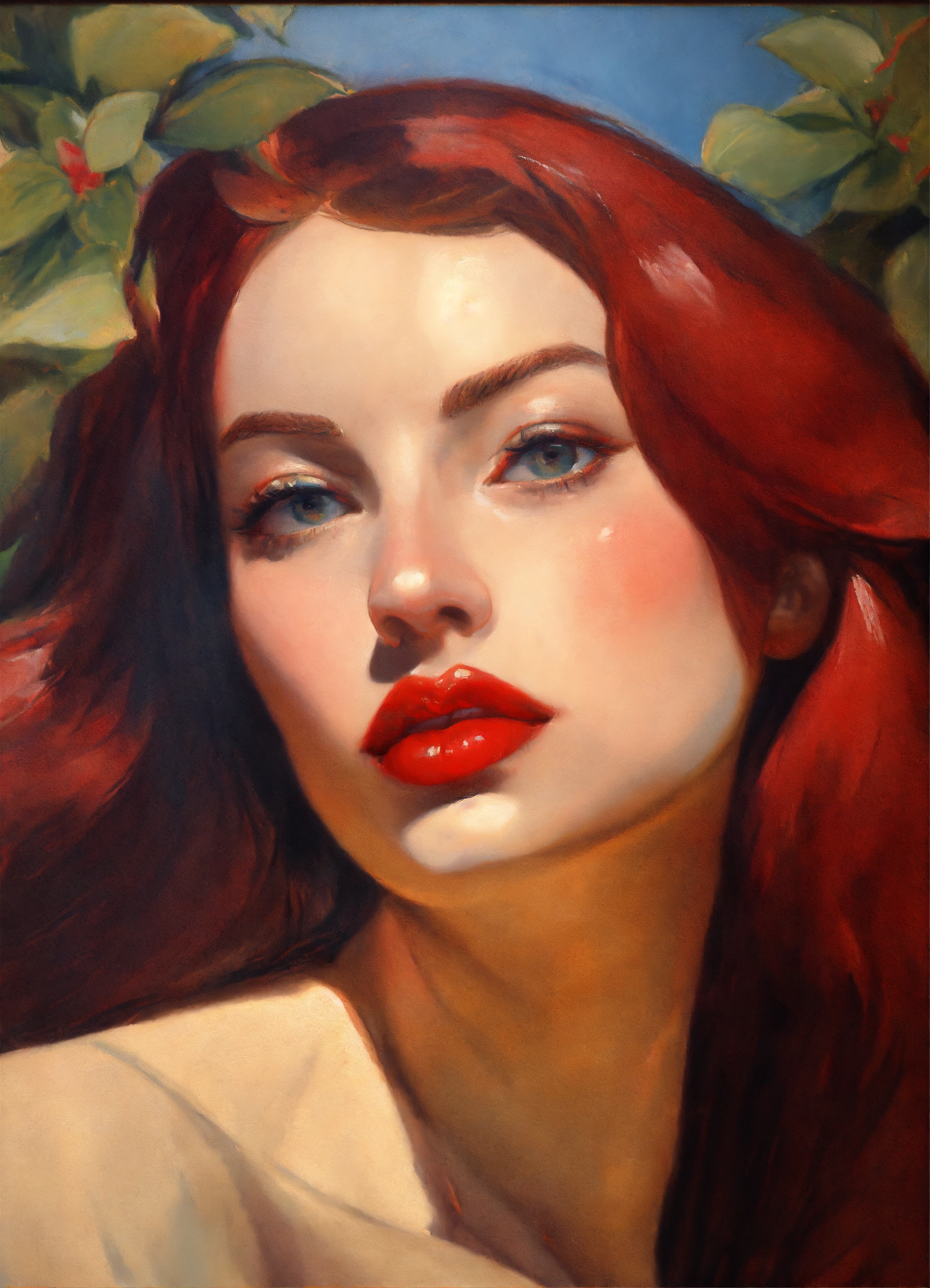 Lexica - Oil painting of big red lips, in the stye of john singer ...