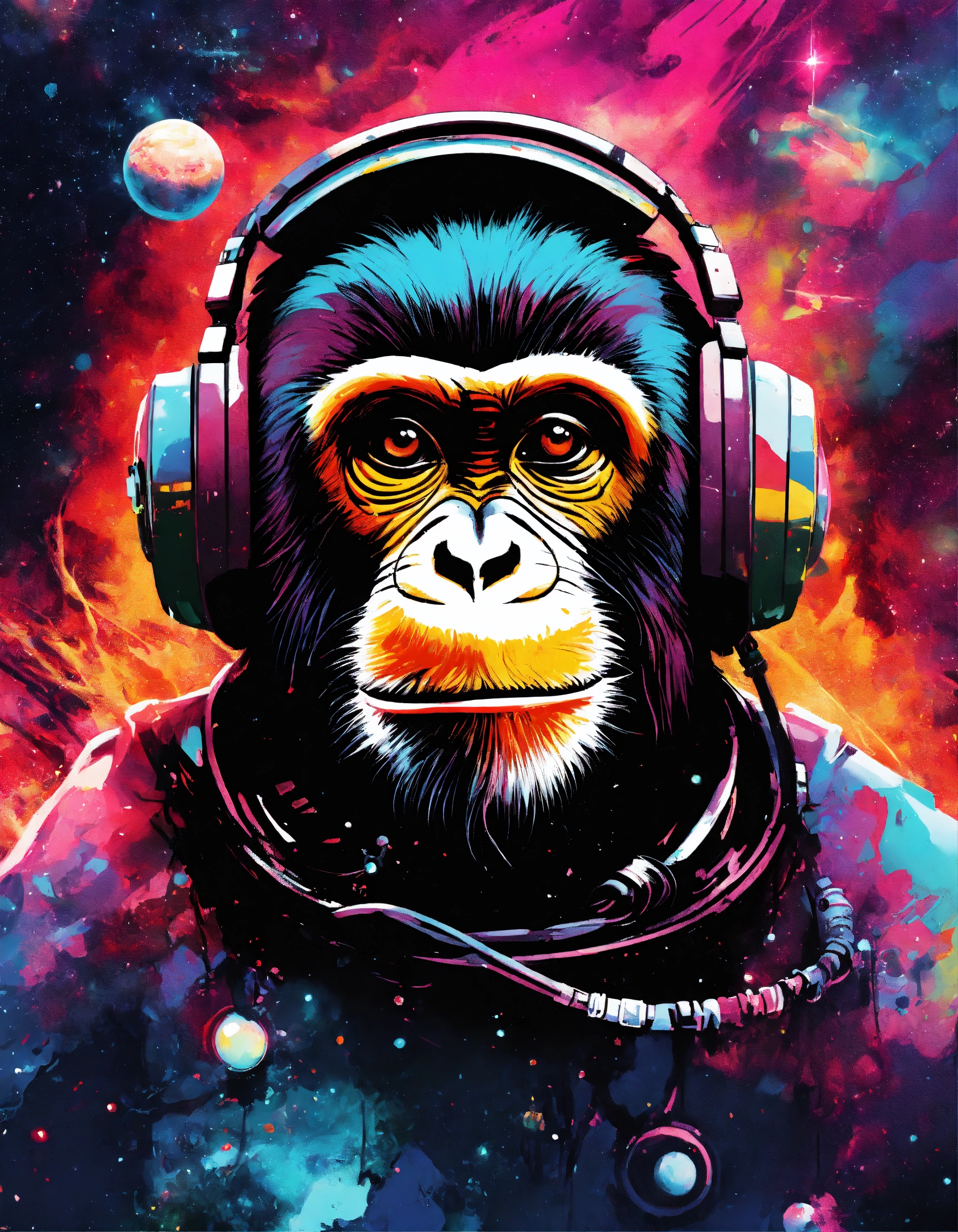 Lexica - Monkey in cosmic space abstract graffiti tag brush comic art ...