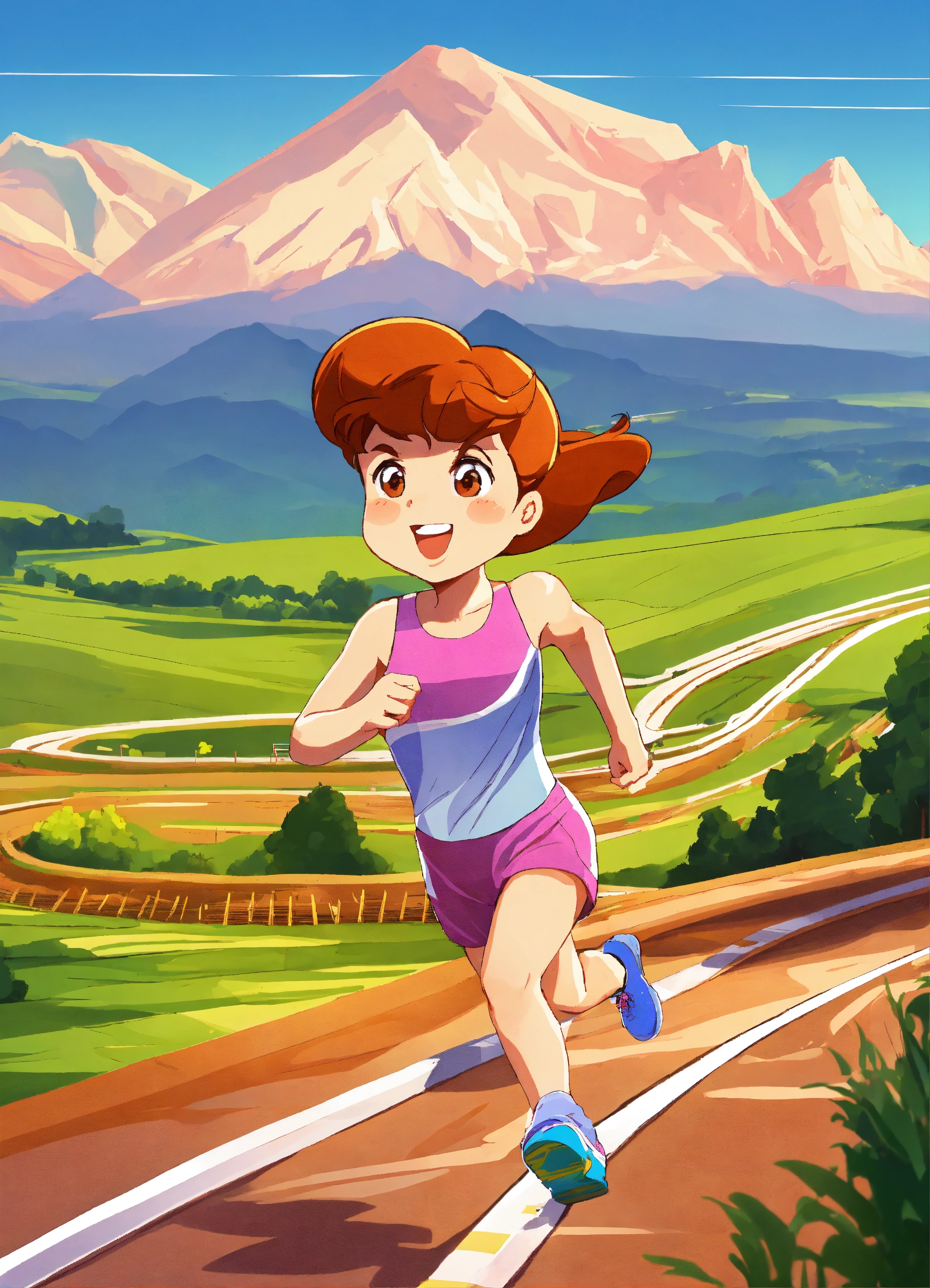 Lexica - Girl racing with other athletes on tracks field, countryside ...
